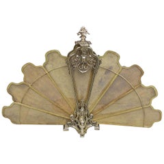 French Gilt Brass Decorative Pierced Foliage Fire Place Fan Screen, Circa 1840