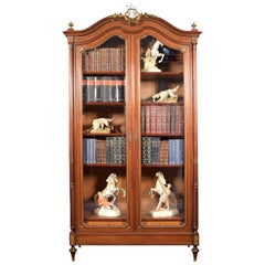 French Gilt Brass Mounted Mahogany Bookcase