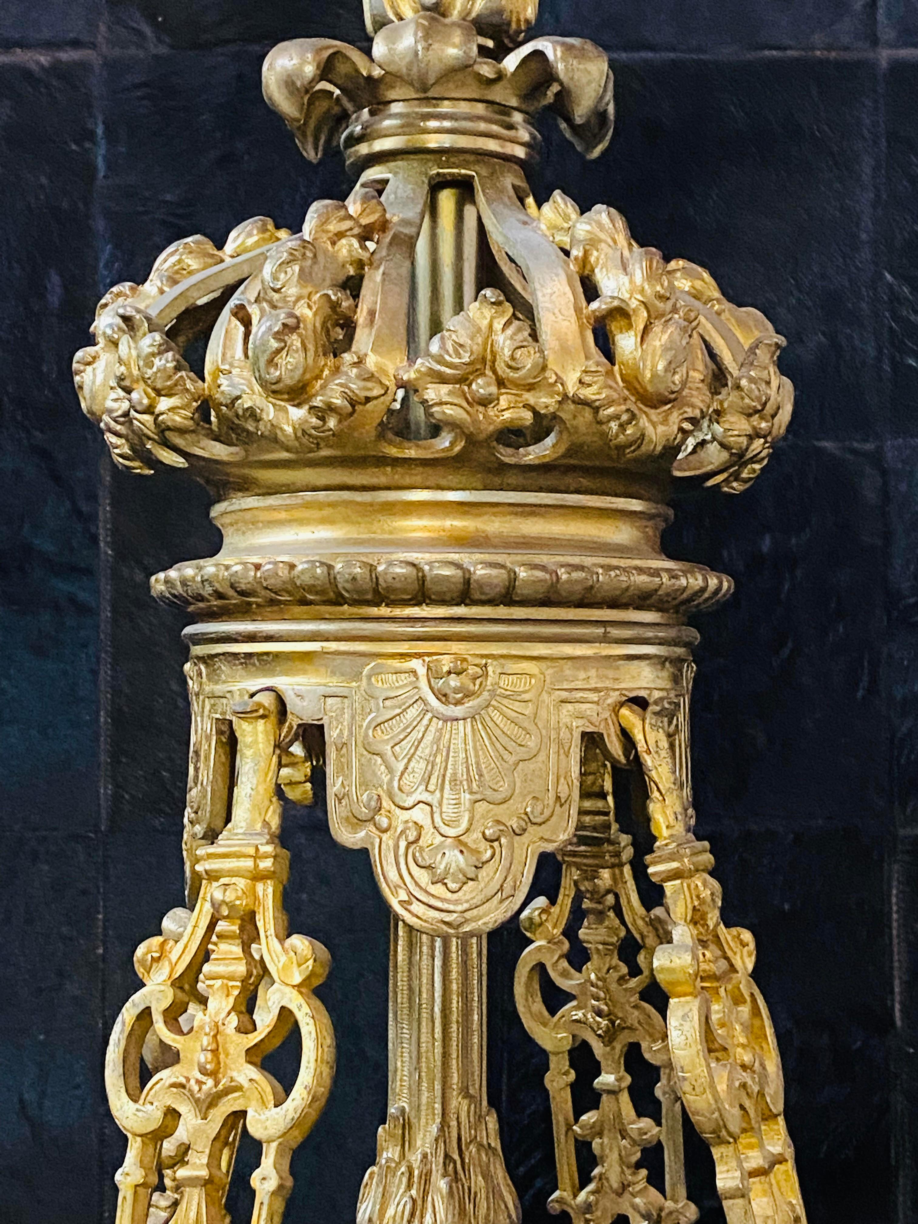 European French Gilt Bronze and Alabaster Chandelier For Sale