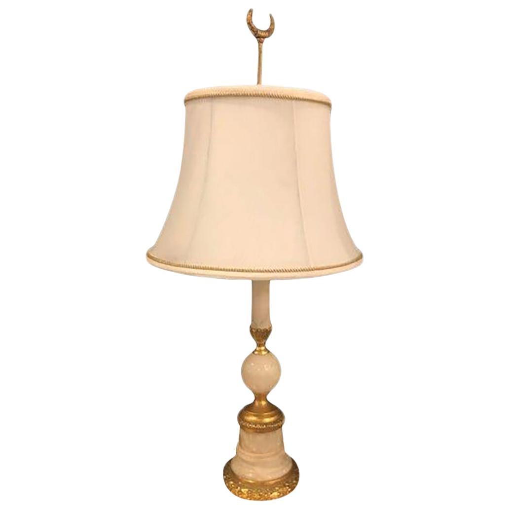 French Gilt Bronze and Alabaster Table Lamp