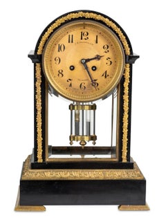 French Gilt Bronze and Black Slate Mantel Clock