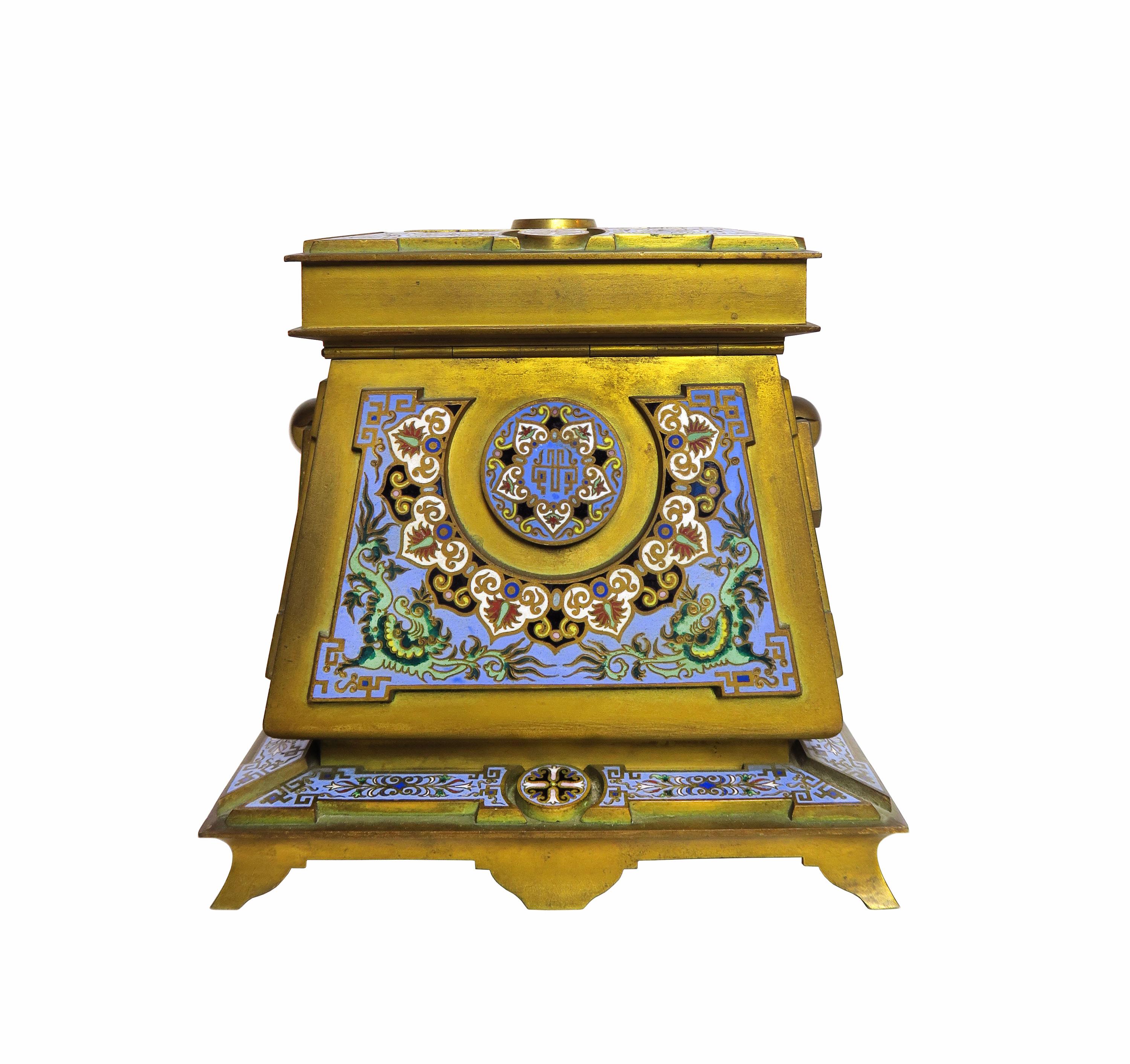 French Gilt-Bronze and Cloisonne Enamel Casket Possibly by Ferdinand Barbedienne 1
