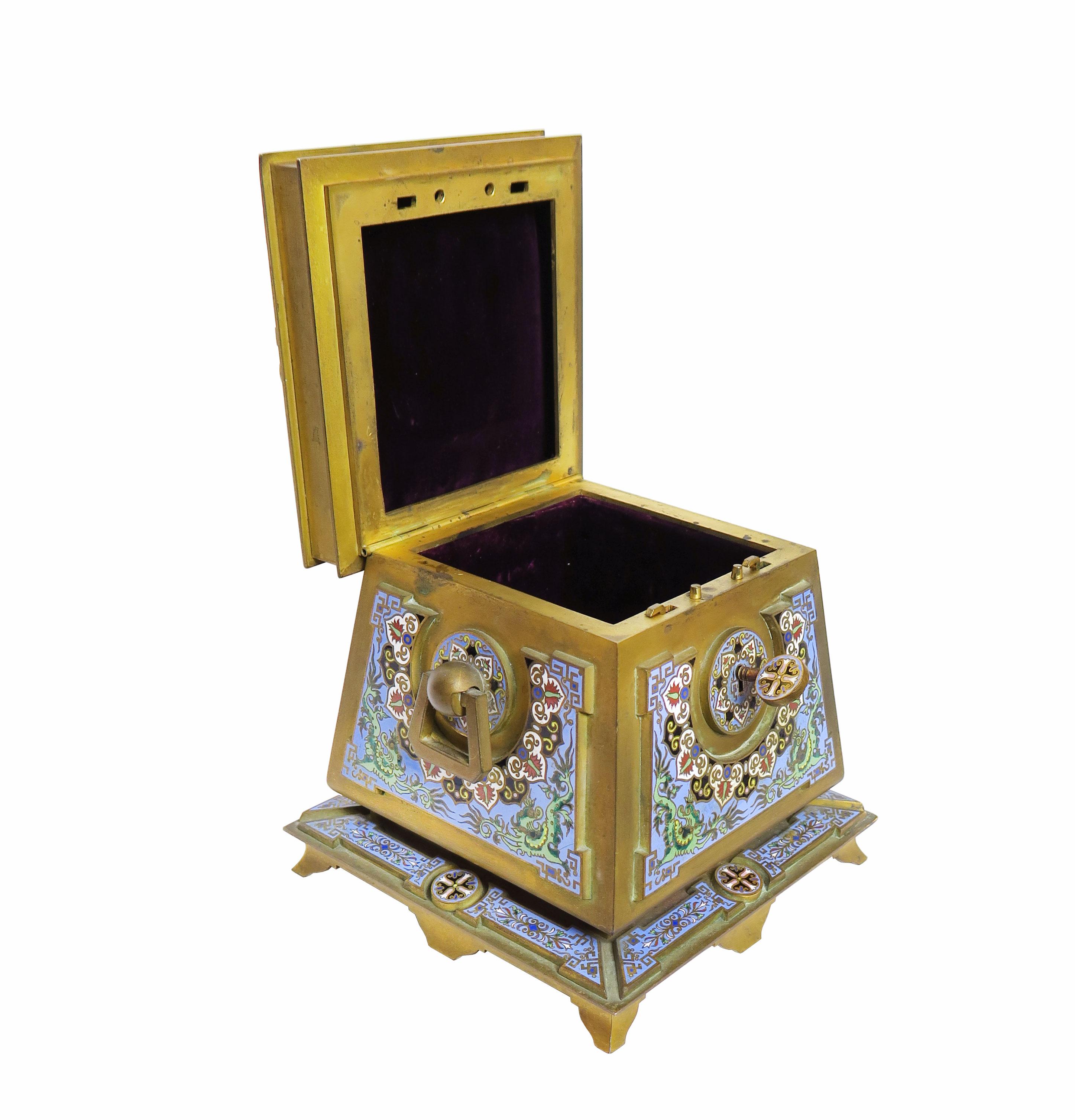 French Gilt-Bronze and Cloisonne Enamel Casket Possibly by Ferdinand Barbedienne 3