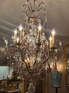 French gilt bronze and crystal 12 light chandelier