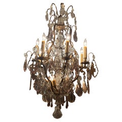 French gilt bronze and crystal 12 light chandelier