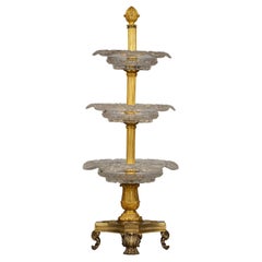 French Gilt Bronze and Crystal Three-Tiered Stand, circa 1860