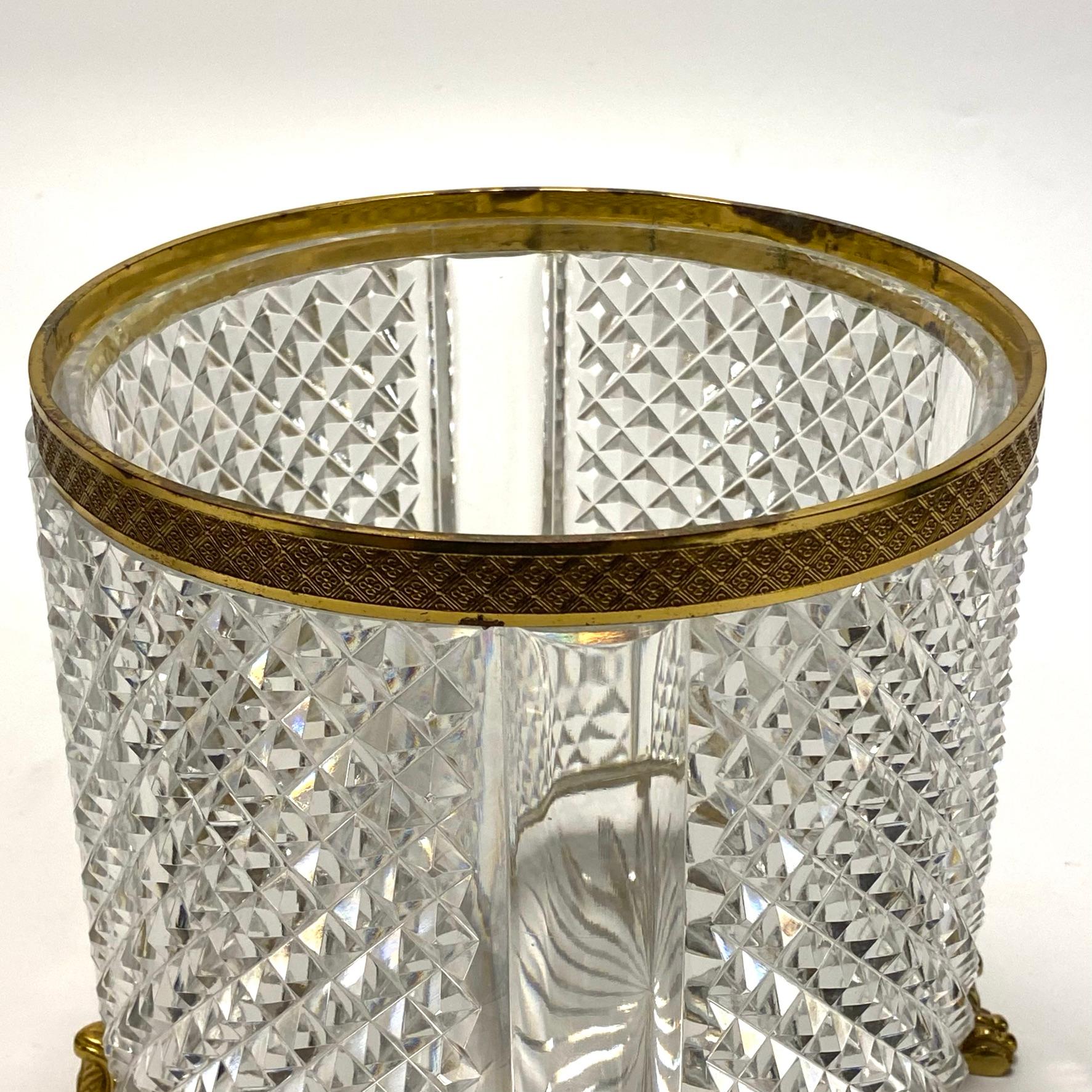 French Gilt Bronze and Cut Crystal Glass Baccarat Style Tantalus 8