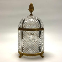 French Gilt Bronze and Cut Crystal Glass Baccarat Style Tantalus