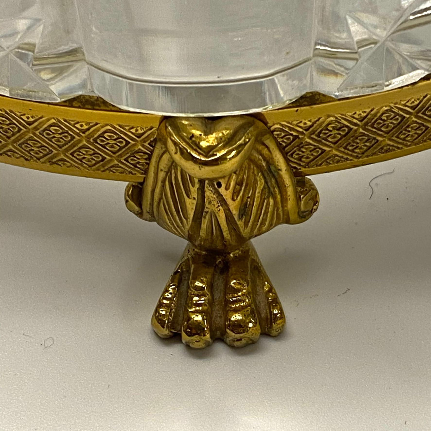 French Gilt Bronze and Cut Crystal Glass Baccarat Style Tantalus 3