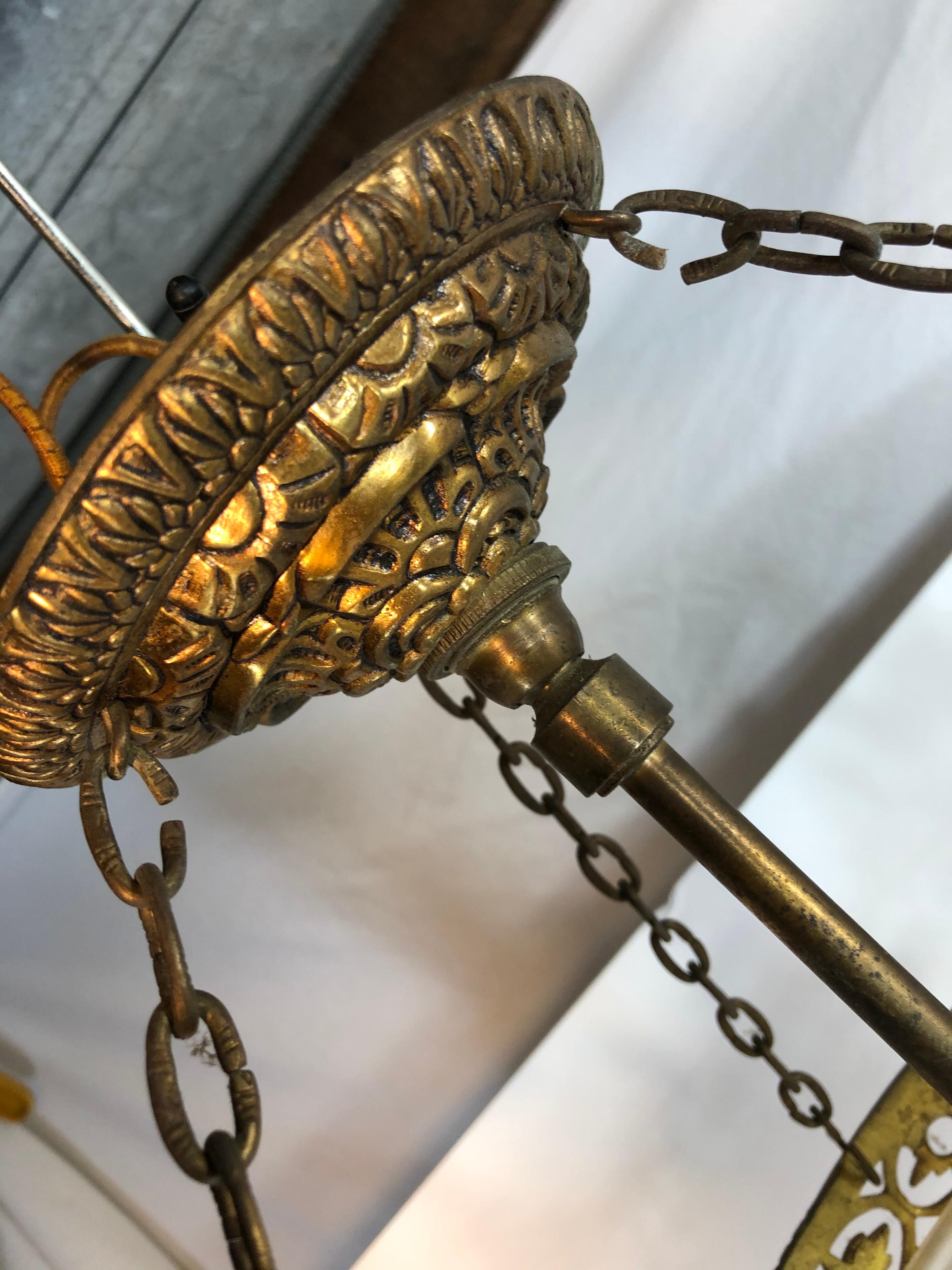 French Gilt Bronze and Cut Glass Semi Flushmount Chandelier 7