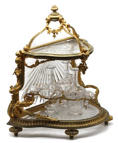French Gilt Bronze and Cut-Glass Tiered Liquor 'Tantalus' Set
