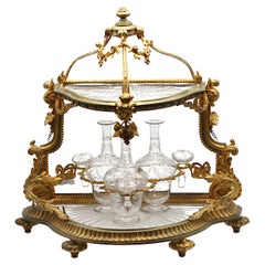 French Gilt Bronze and Cut-Glass Tiered Liquor 'Tantalus' Set