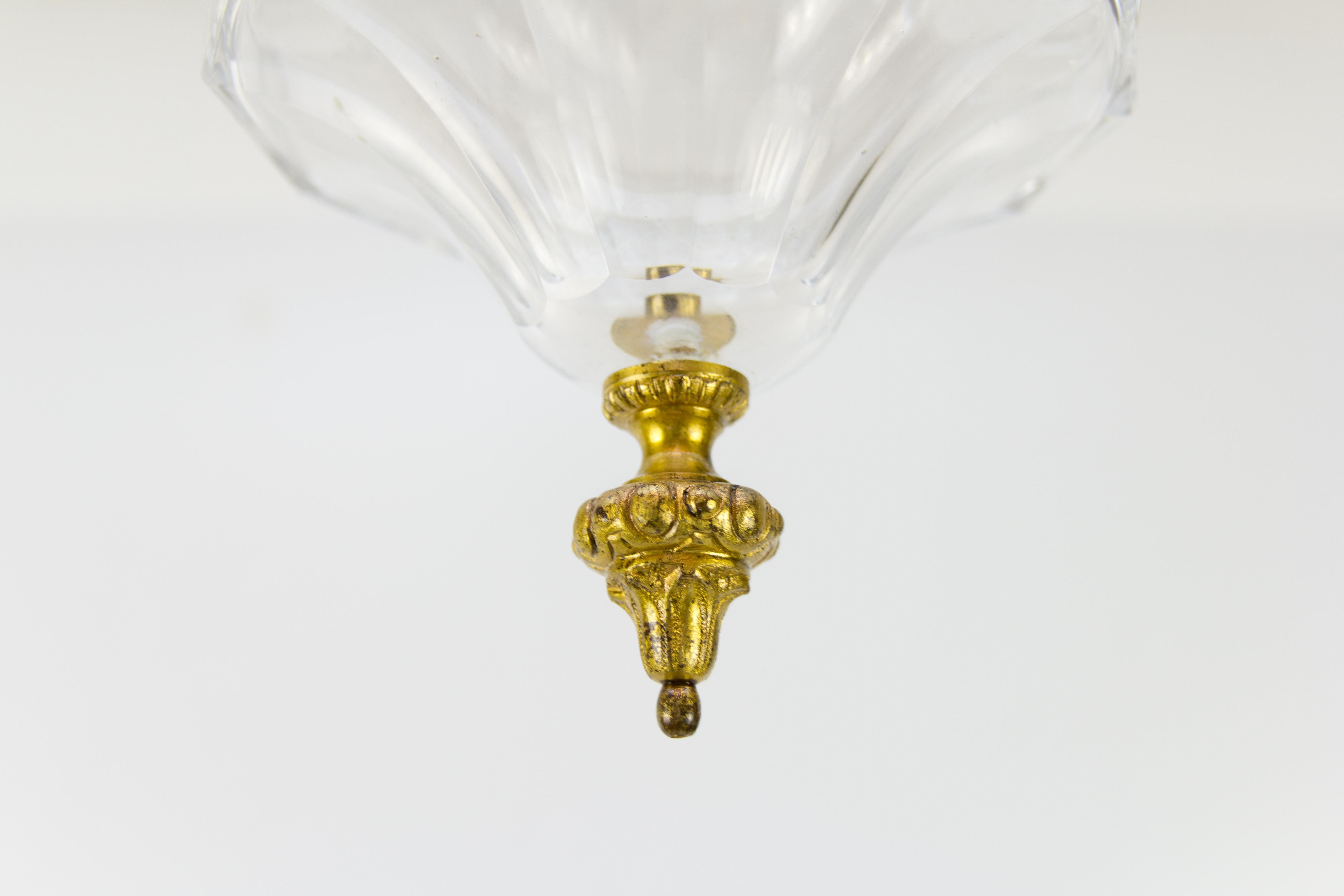 Rococo French Gilt Bronze and Glass Five-Light Fixture Hall Lamp