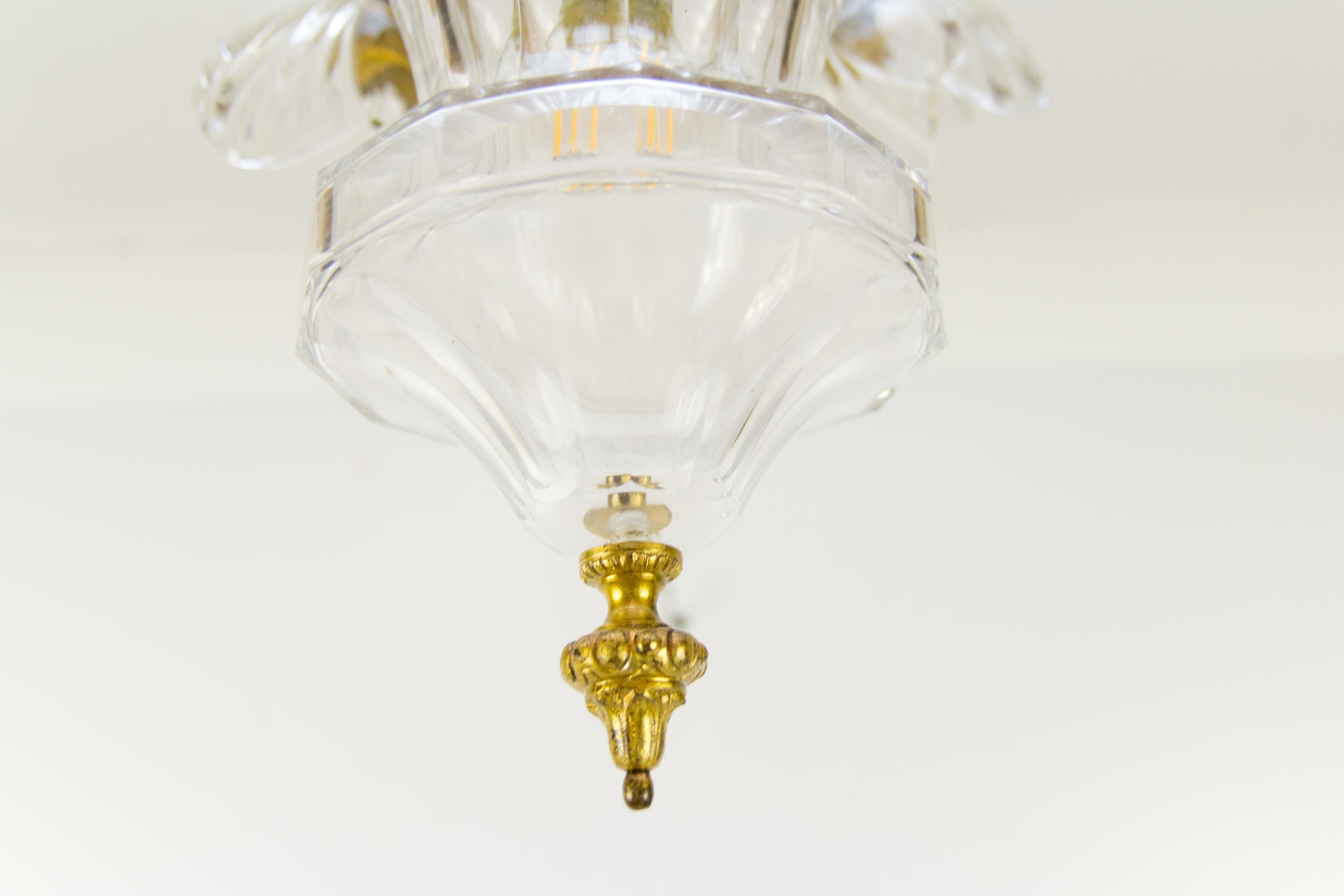 French Gilt Bronze and Glass Five-Light Fixture Hall Lamp In Good Condition In Barntrup, DE