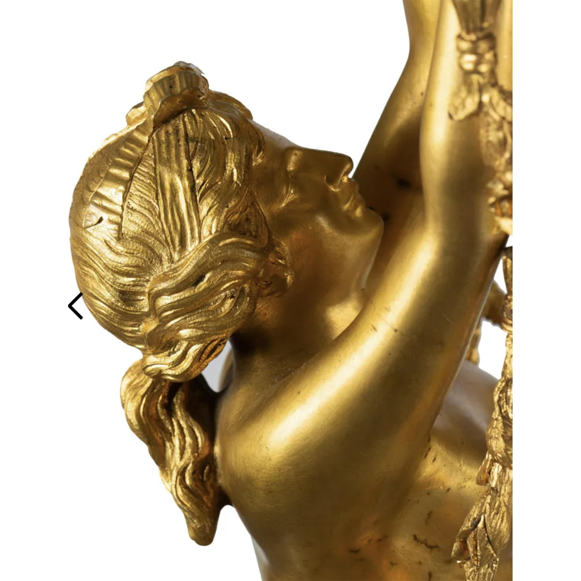 Bronze Horloge des Trois Grâces de Mable en bronze doré de Samuel Marti & Cie en vente