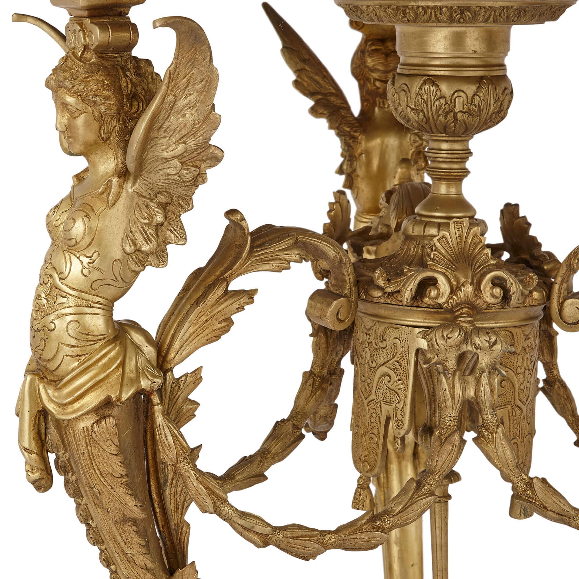 Empire Table centrale française en bronze doré et malachite en vente