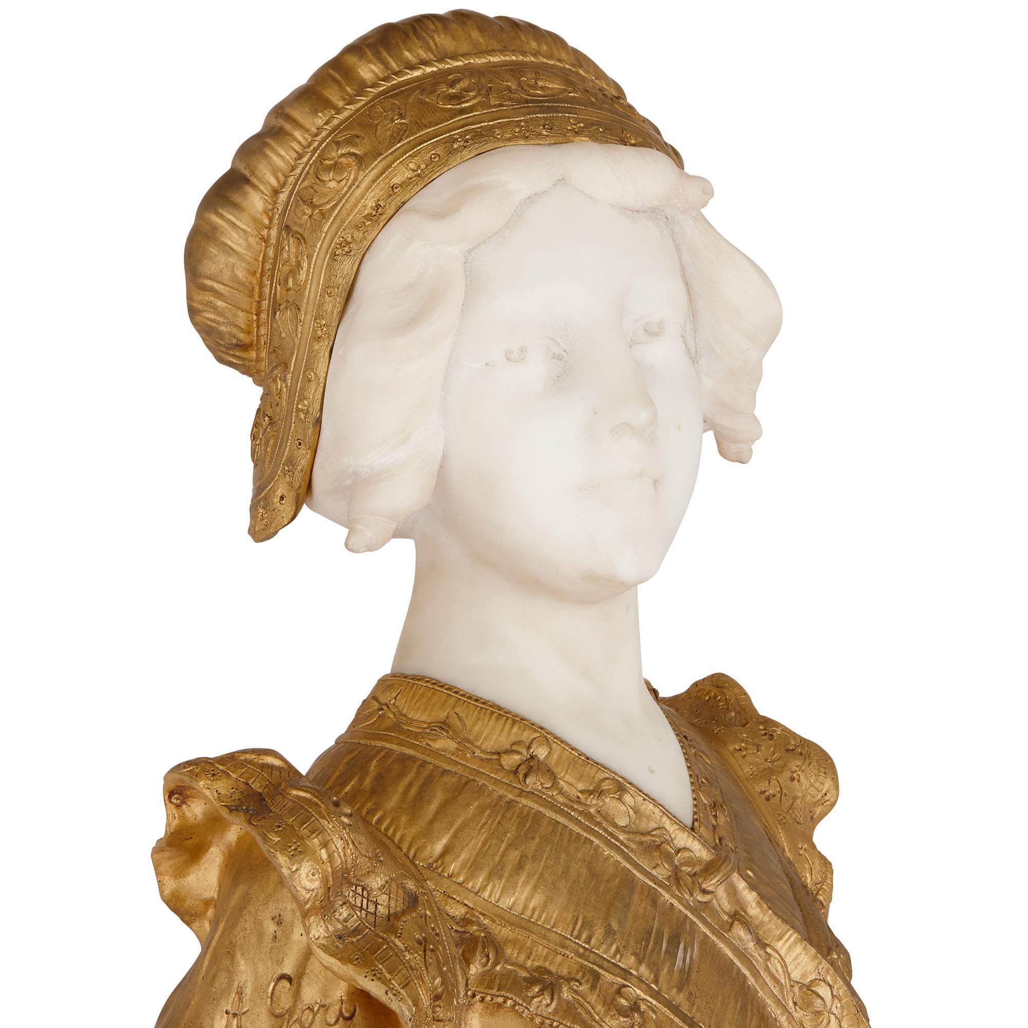 Neoclassical French Gilt Bronze and Marble Bust Sculpture by Gory For Sale