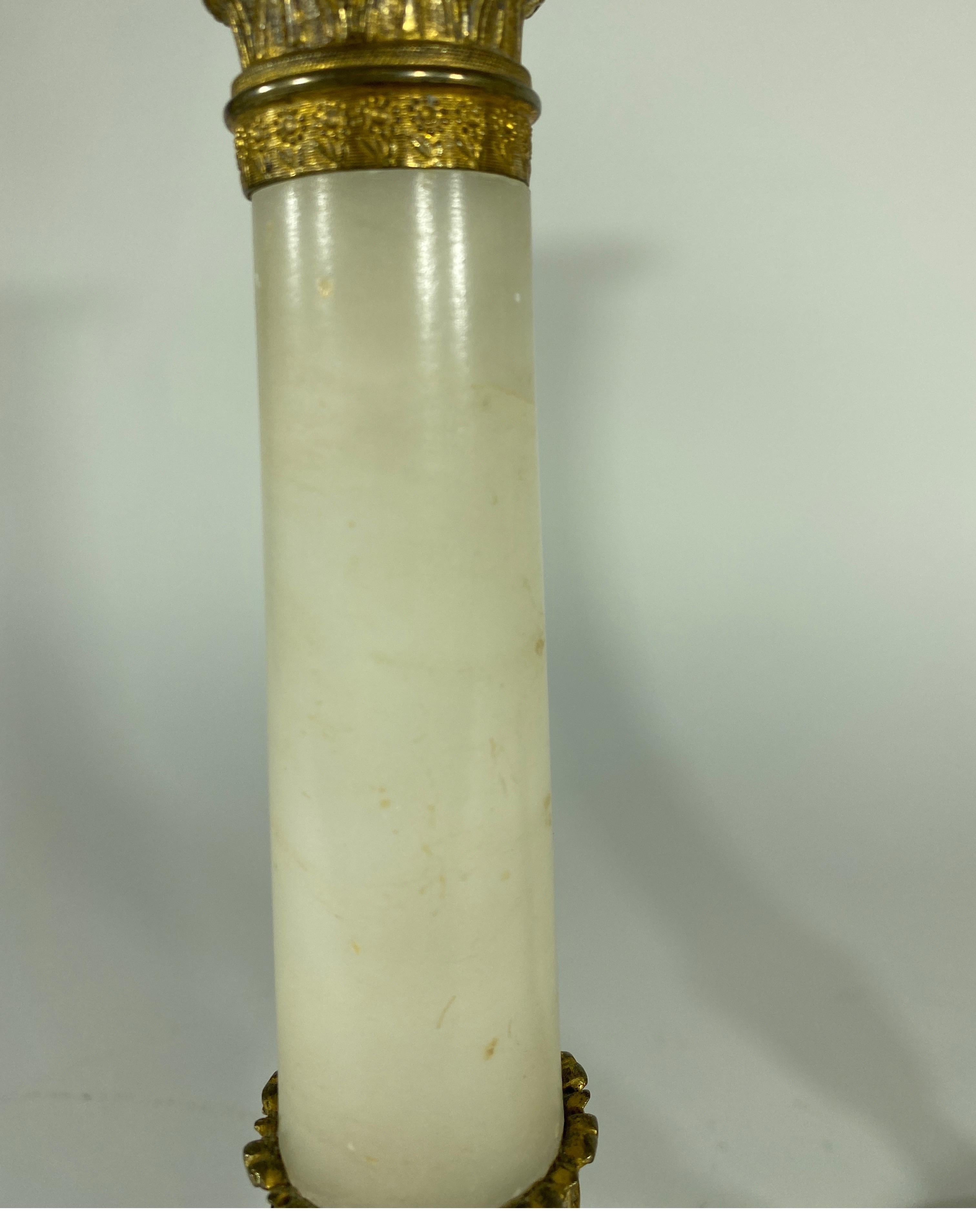 French Gilt Bronze and Marble Candlesticks In Good Condition For Sale In Natchez, MS