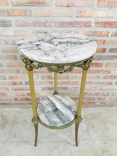 French Gilt Bronze and Marble Gueridon Table, circa 1940