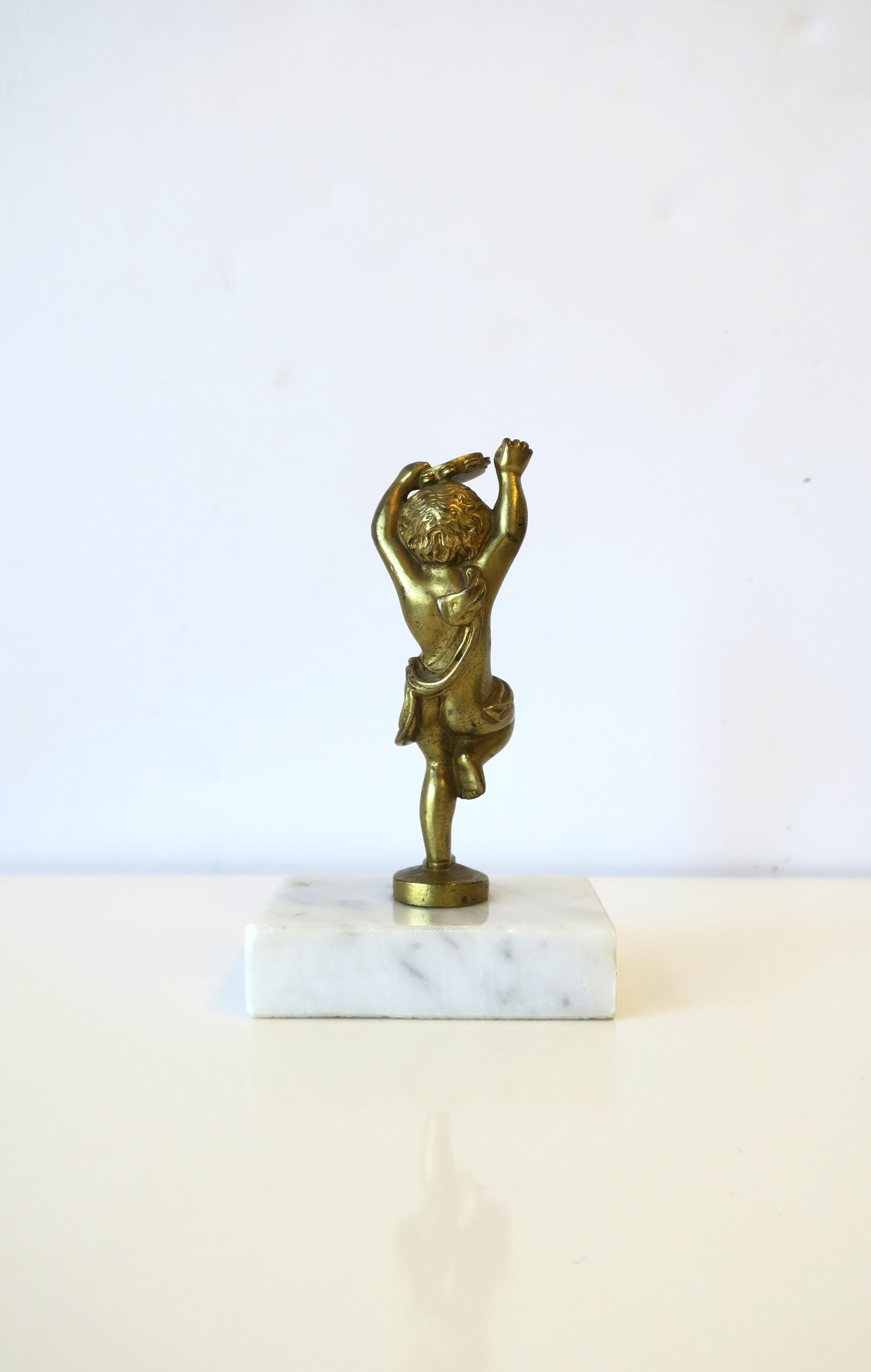 French Gilt Bronze Sculpture Statue on Marble Base, circa 19th C. For Sale 6