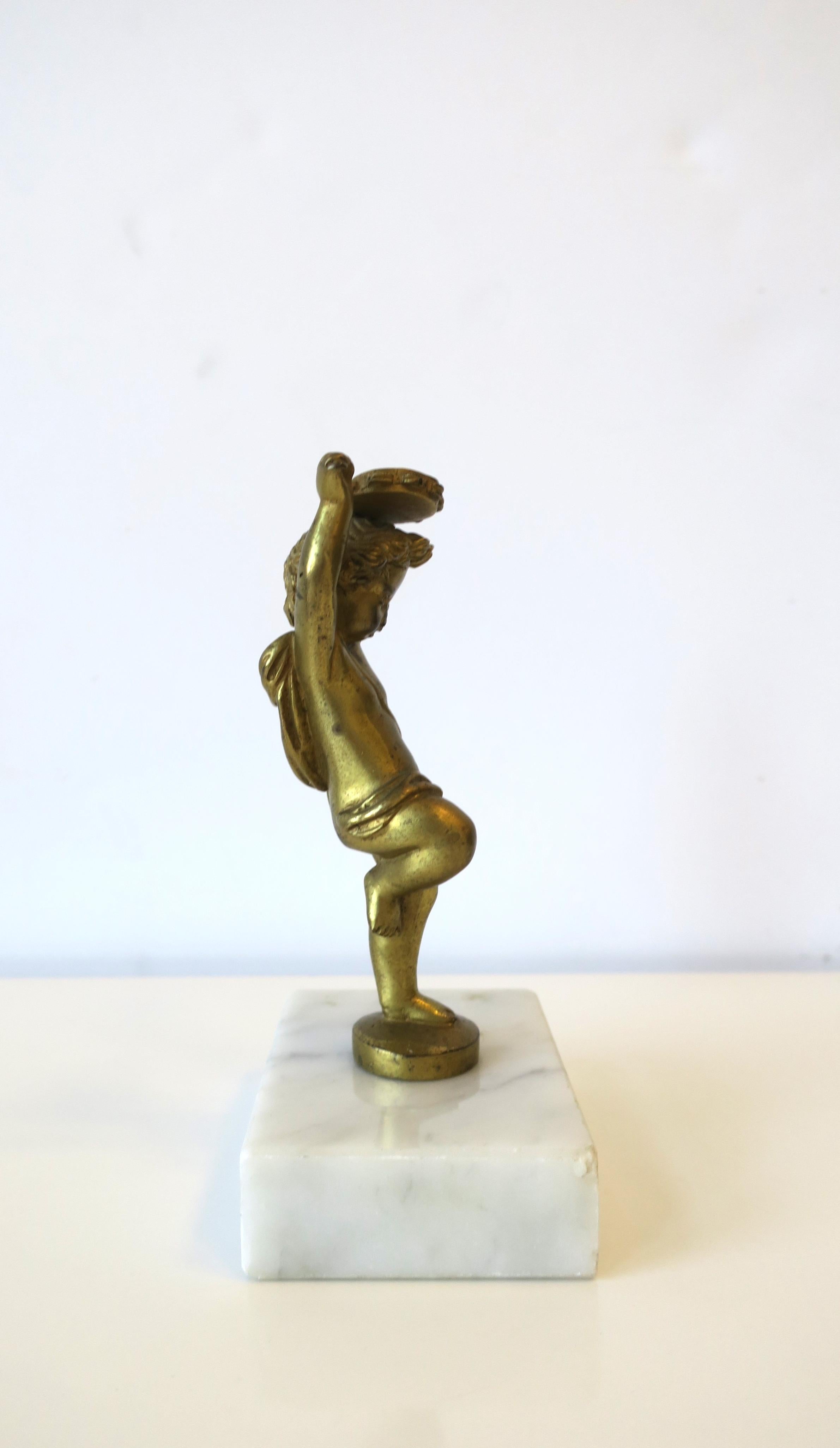 French Gilt Bronze Sculpture Statue on Marble Base, circa 19th C. For Sale 7
