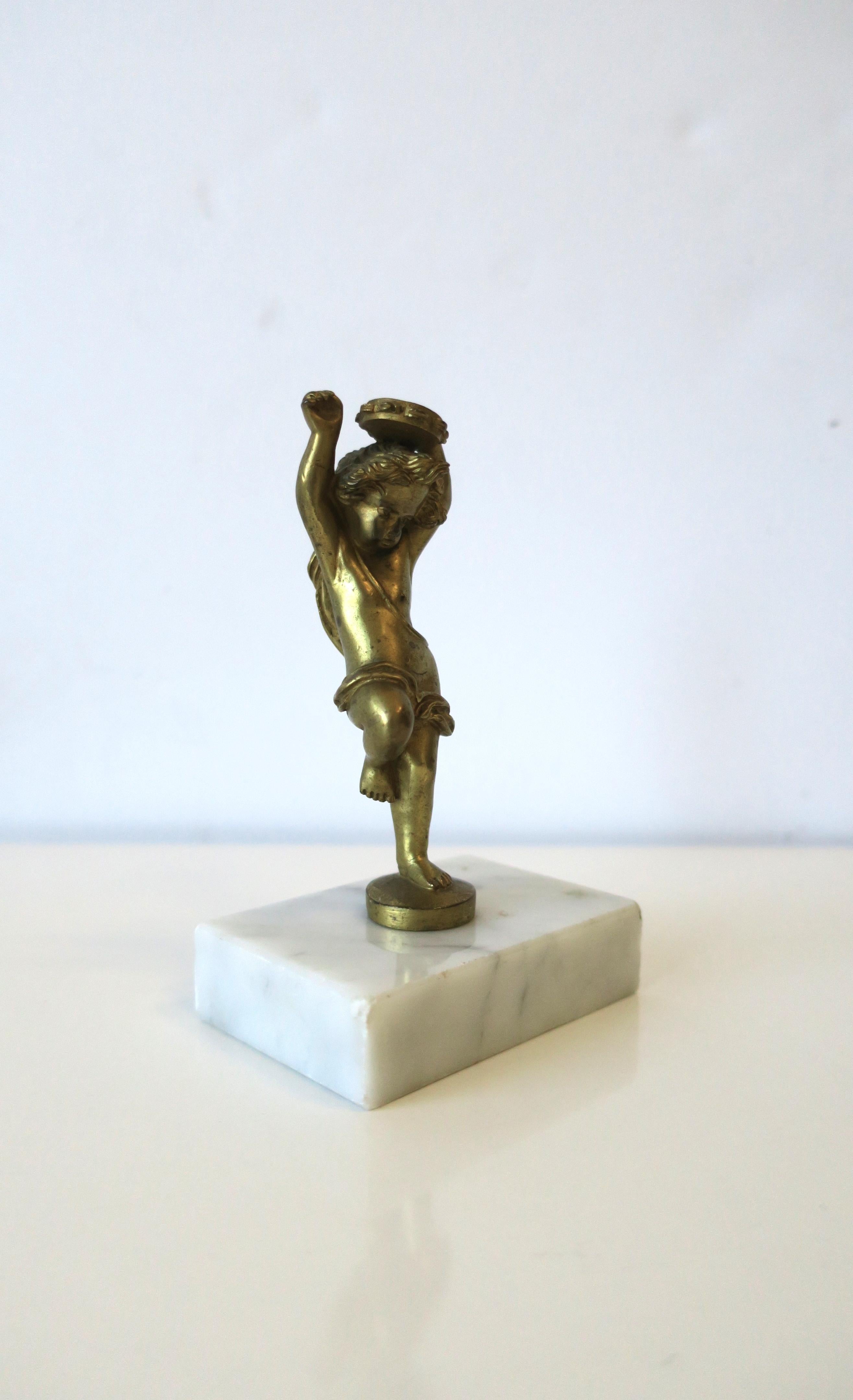 French Gilt Bronze Sculpture Statue on Marble Base, circa 19th C. For Sale 8