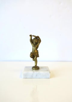 French Gilt Bronze Sculpture Statue Marble Base, circa 19th C.
