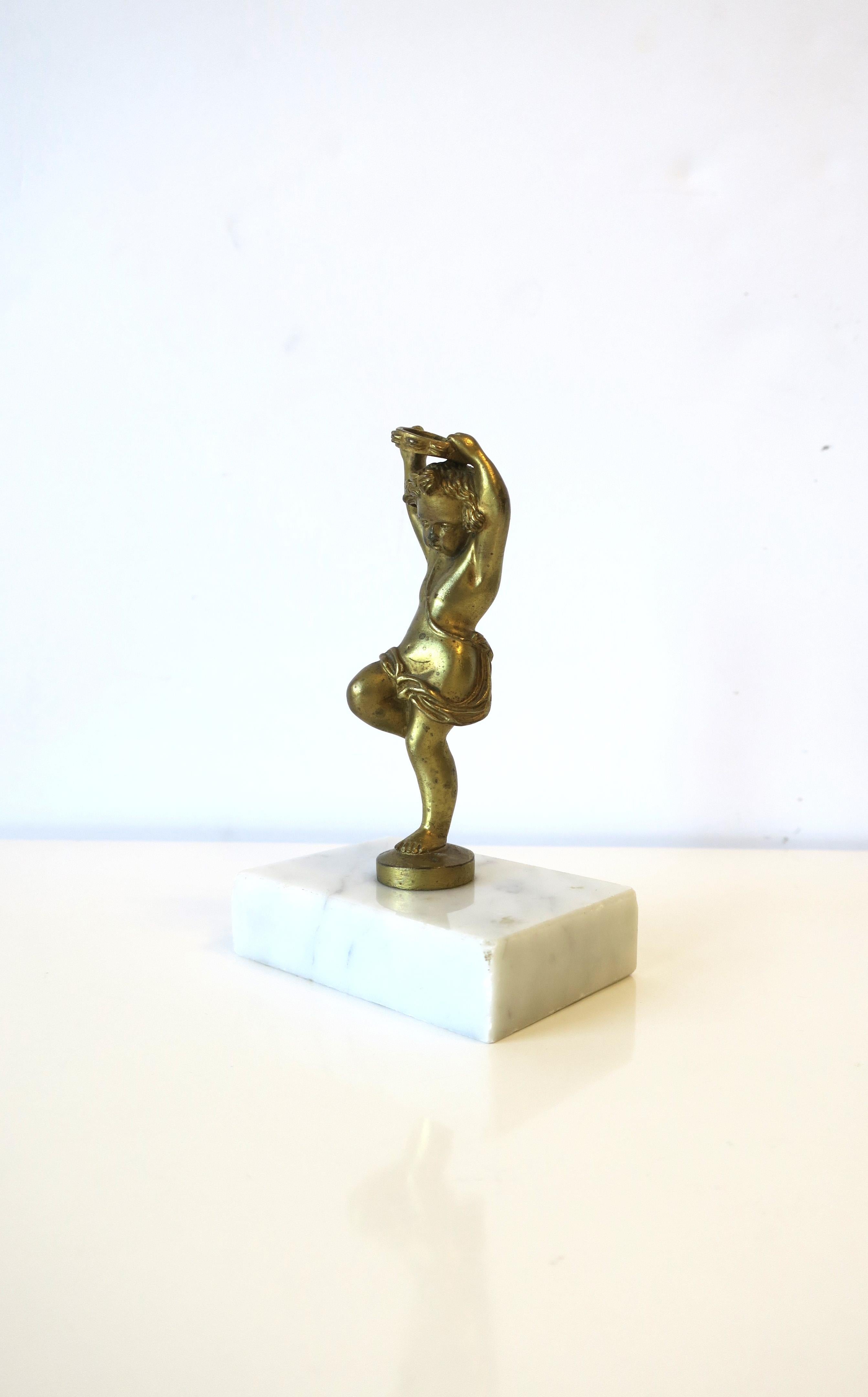 French Gilt Bronze Sculpture Statue on Marble Base, circa 19th C. For Sale 4