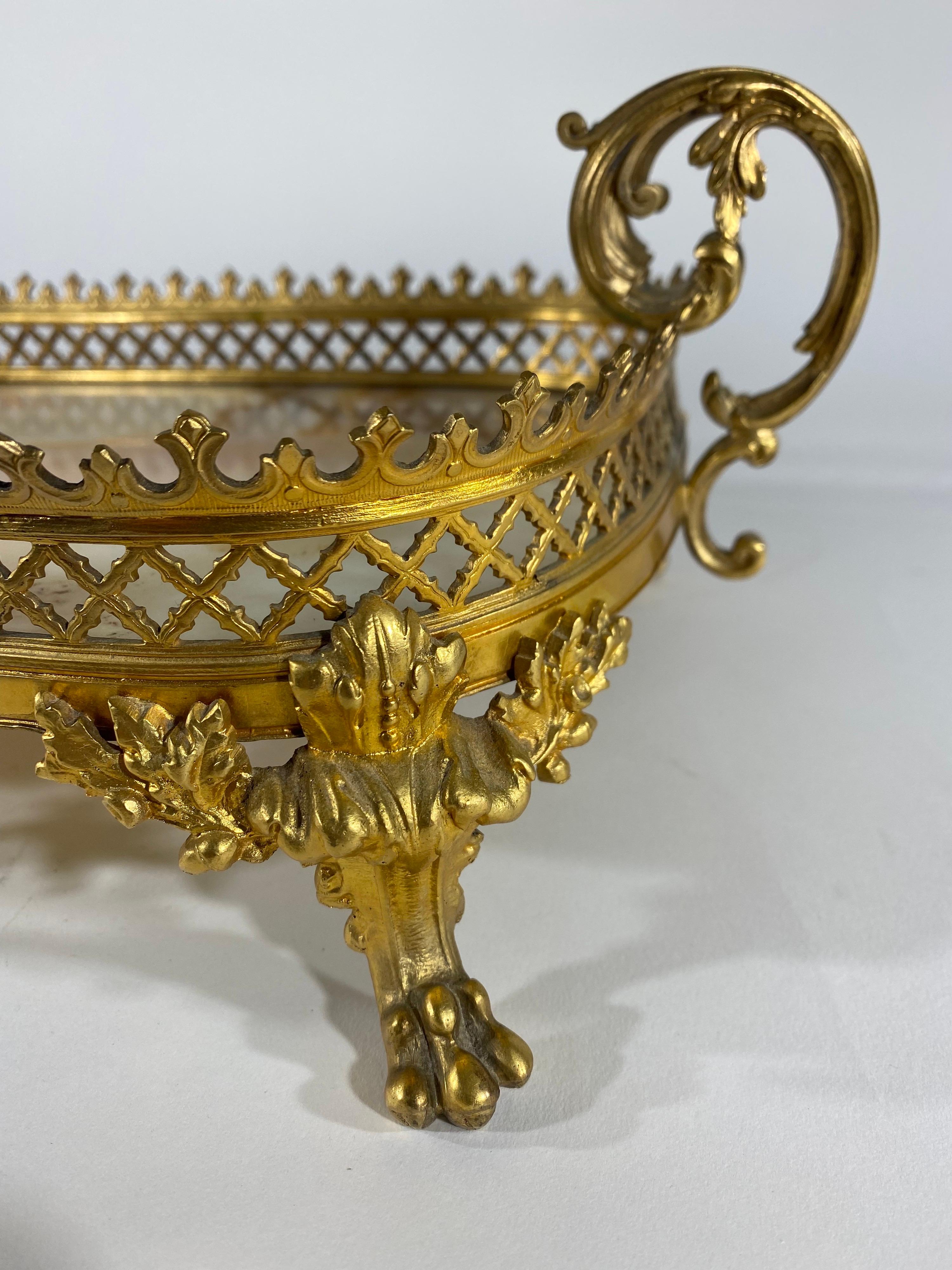 19th Century French Gilt Bronze and Onyx Plateau For Sale