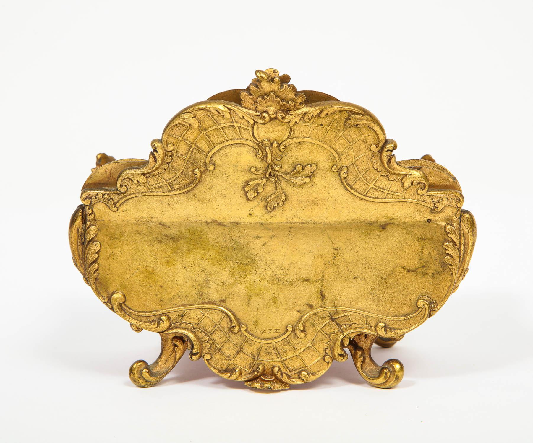 19th Century French Gilt-Bronze and Pink Sèvres Porcelain Inkwell & Letter Holder, circa 1880
