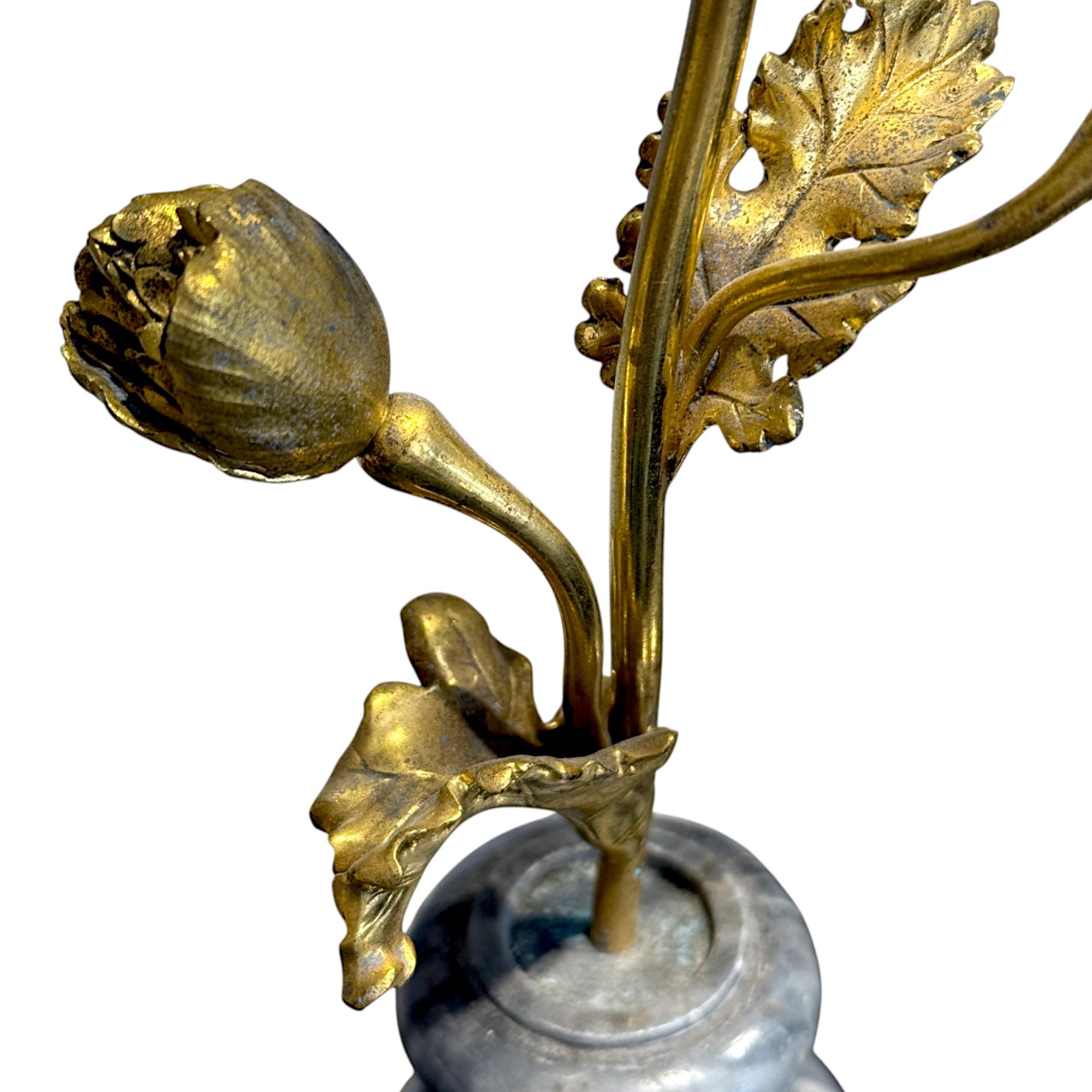 Candelieri francesi in bronzo dorato e marmo turchino, XIX secolo in vendita 2