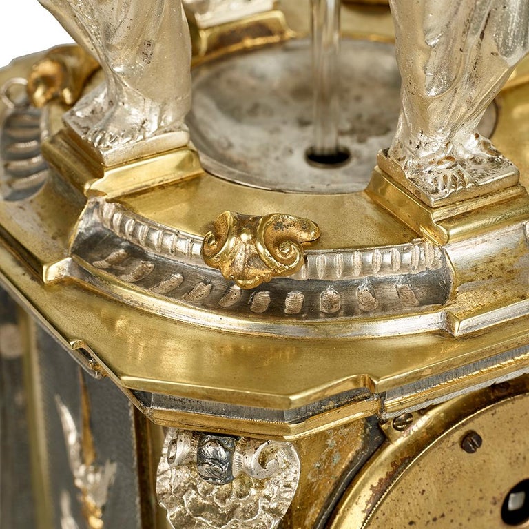 French Gilt Bronze Automaton Wallace Fountain Clock For Sale at 1stDibs