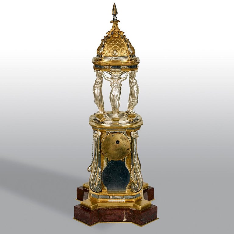 French Gilt Bronze Automaton Wallace Fountain Clock For Sale at 1stDibs