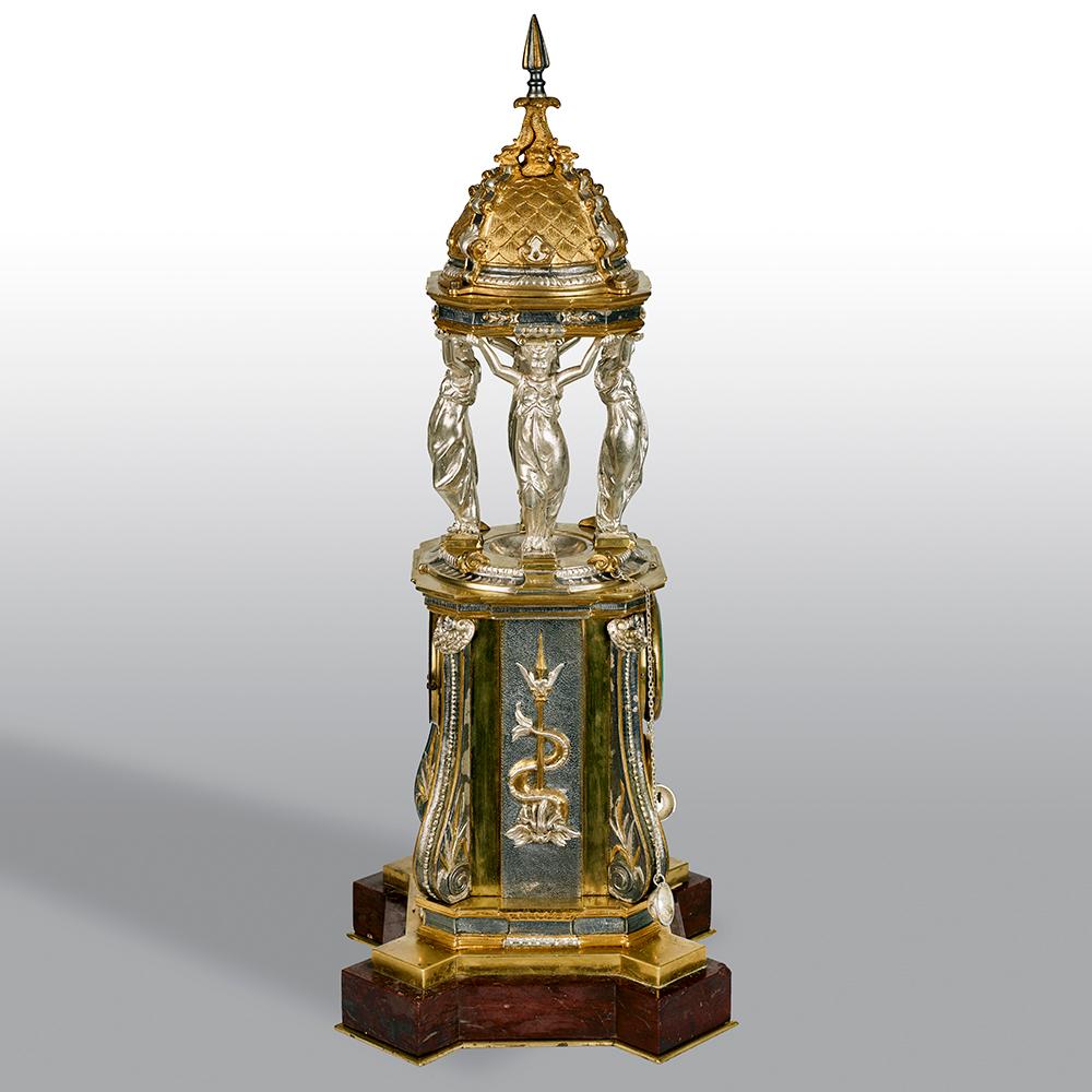 French Gilt Bronze Automaton Wallace Fountain Clock 1