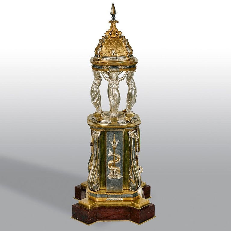 French Gilt Bronze Automaton Wallace Fountain Clock For Sale at 1stDibs