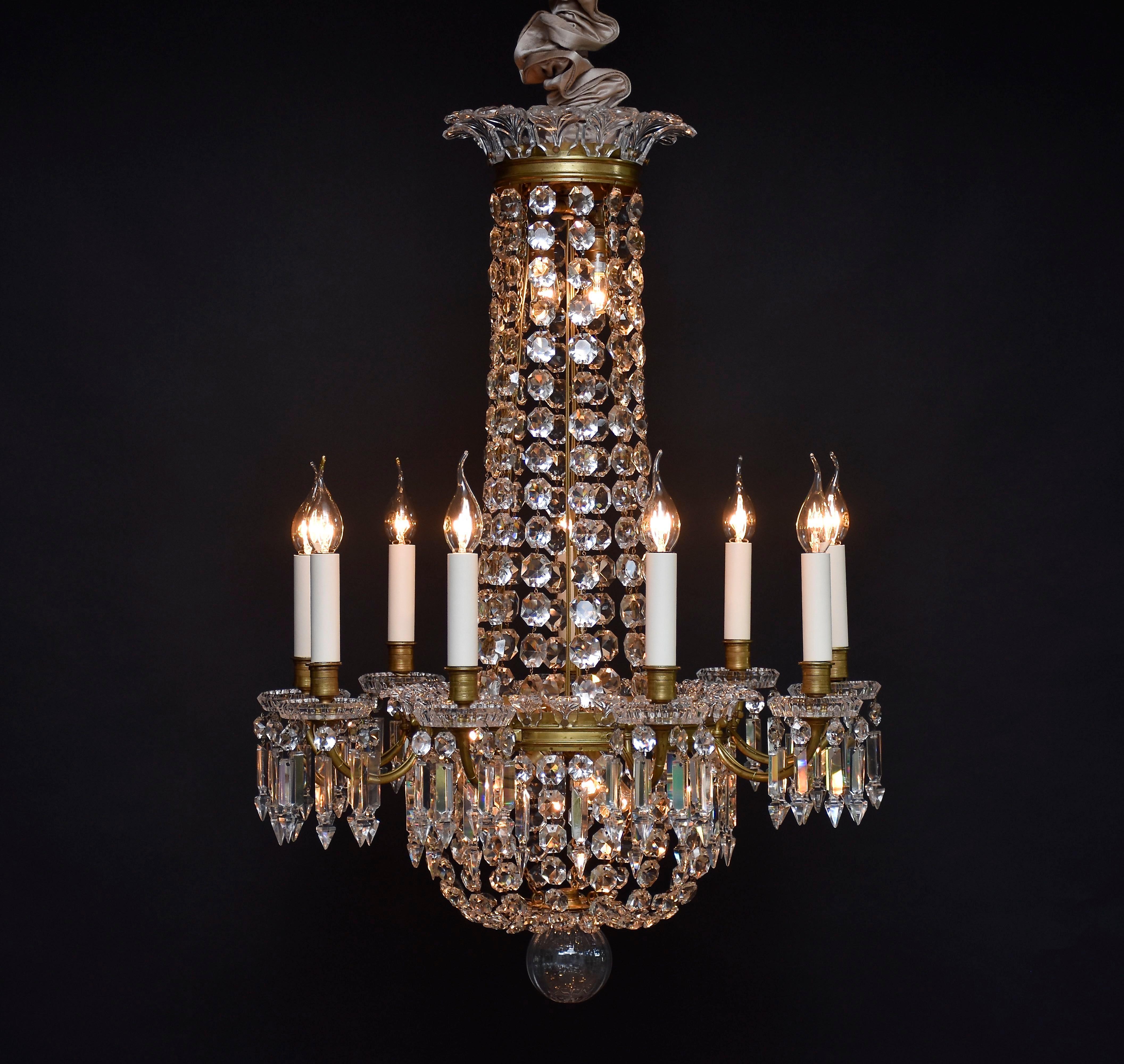 French gilt bronze Baccarat chandelier  For Sale 3