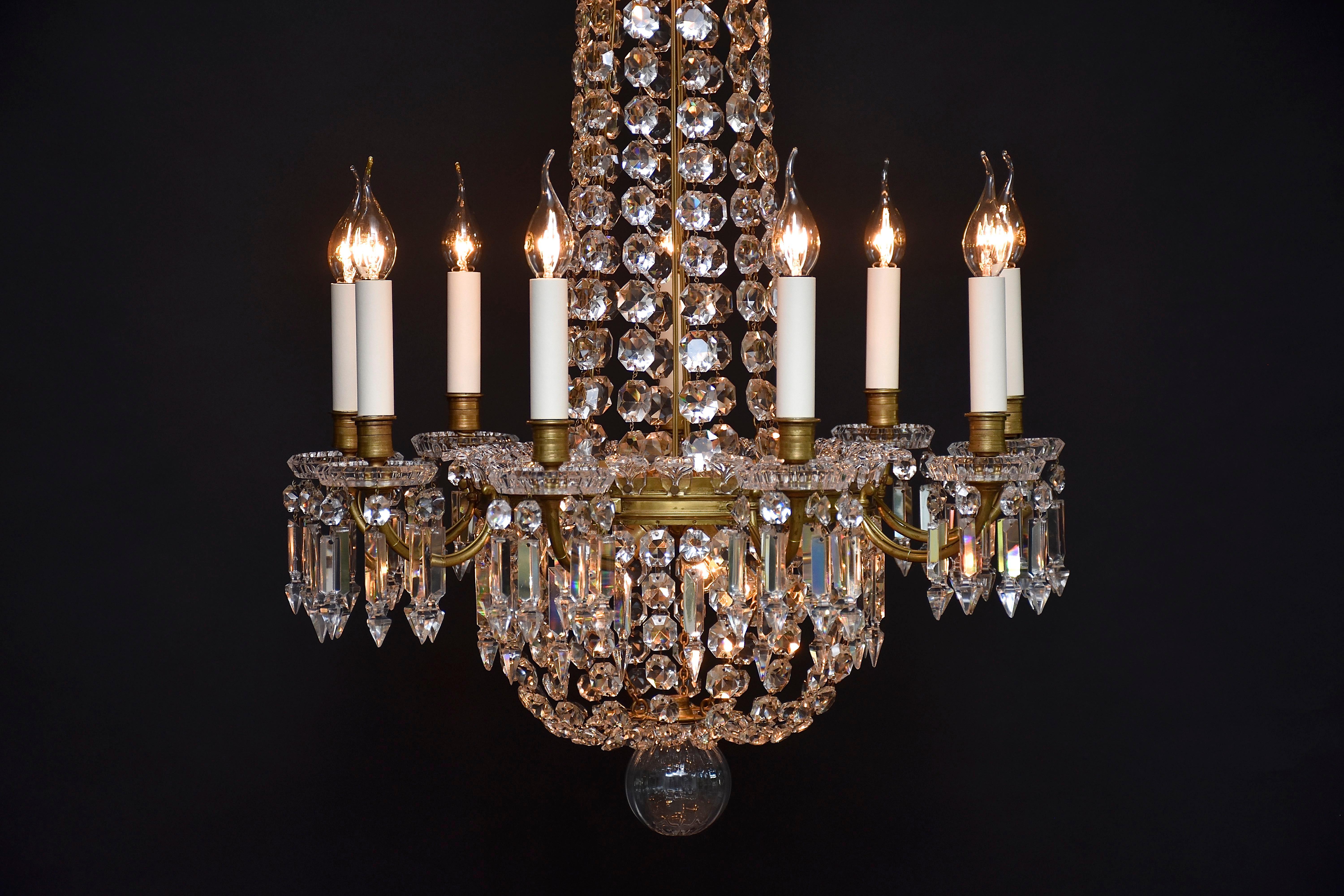 French gilt bronze Baccarat chandelier  For Sale 4