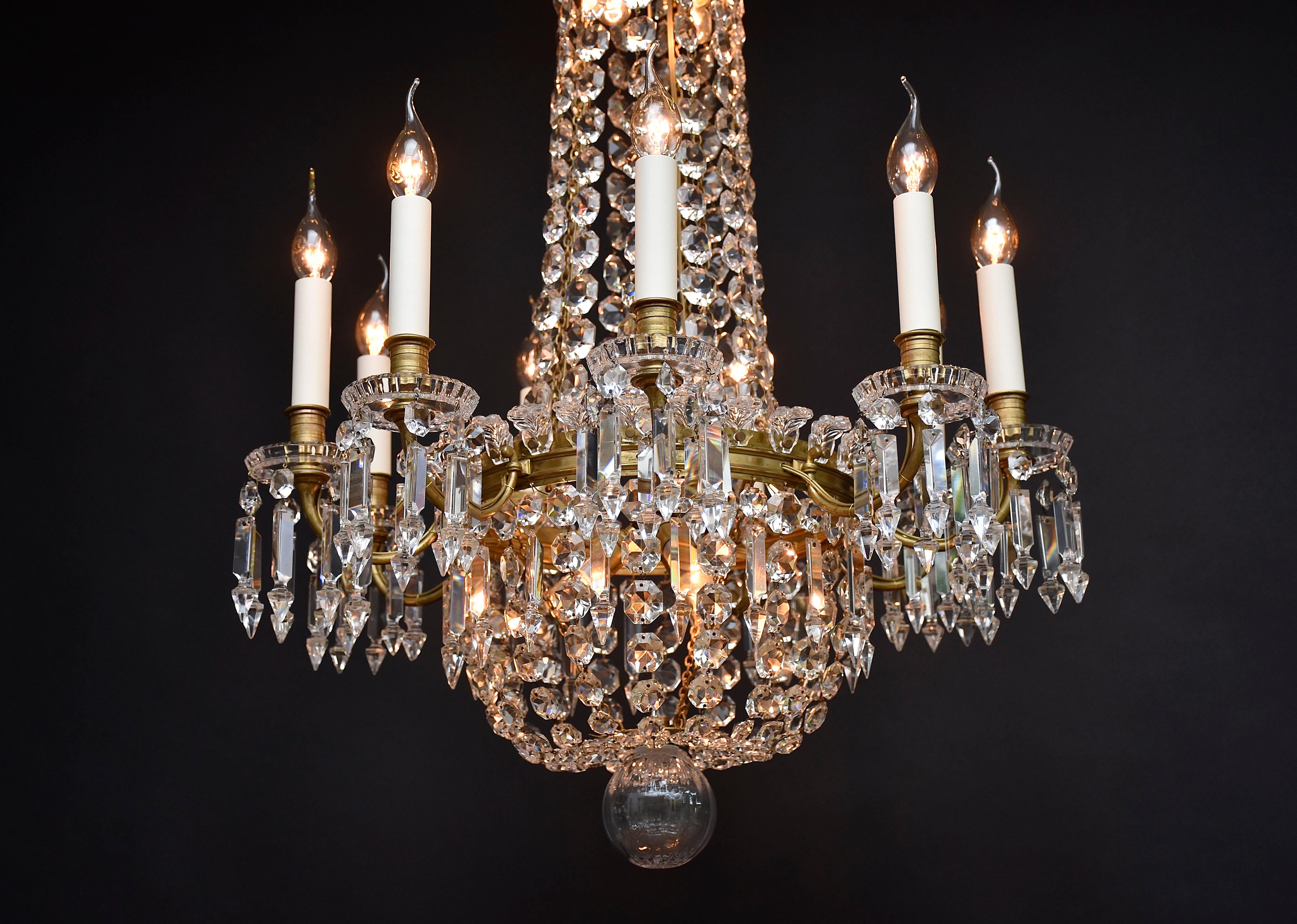 French gilt bronze Baccarat chandelier  For Sale 5