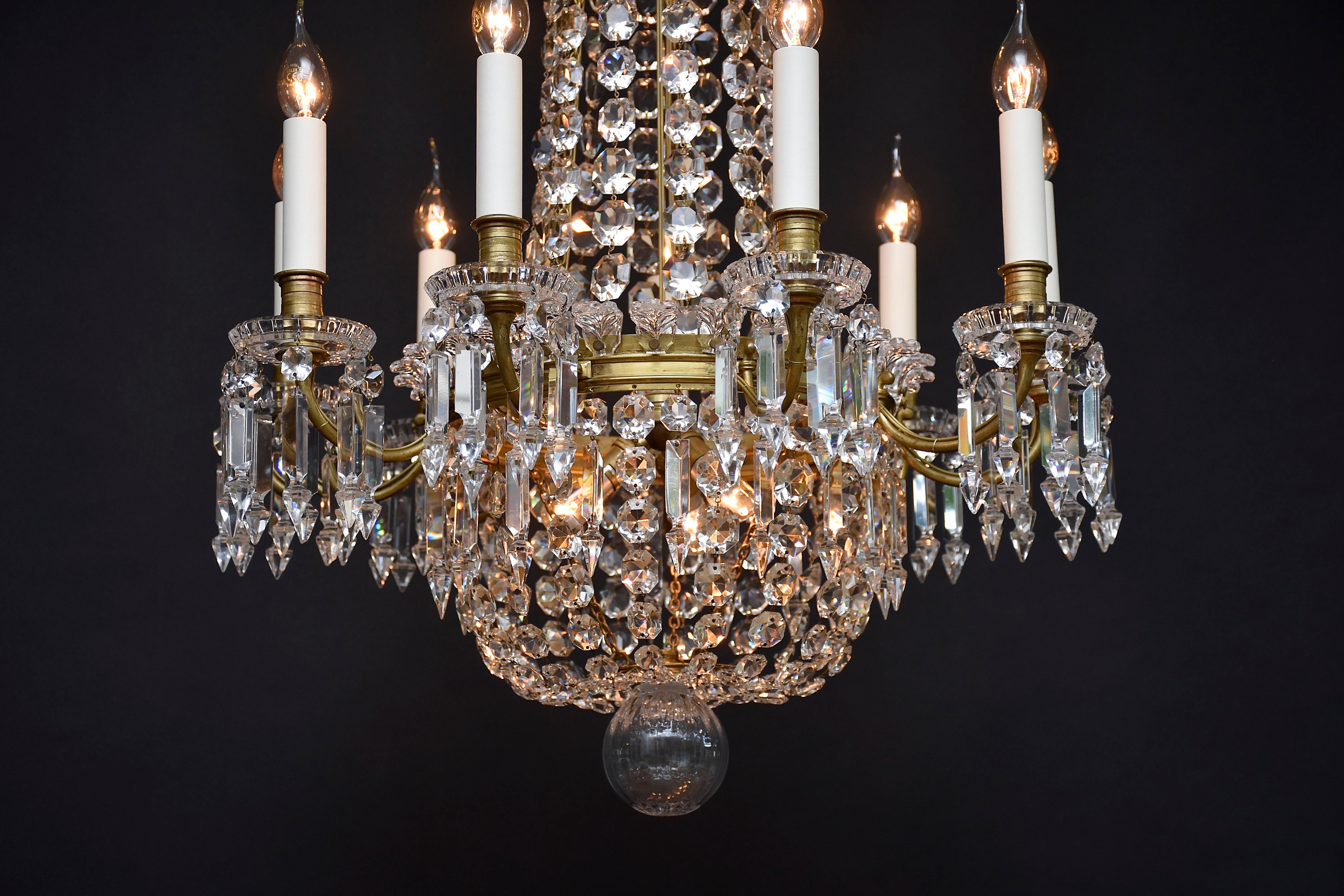 French gilt bronze Baccarat chandelier  For Sale 6