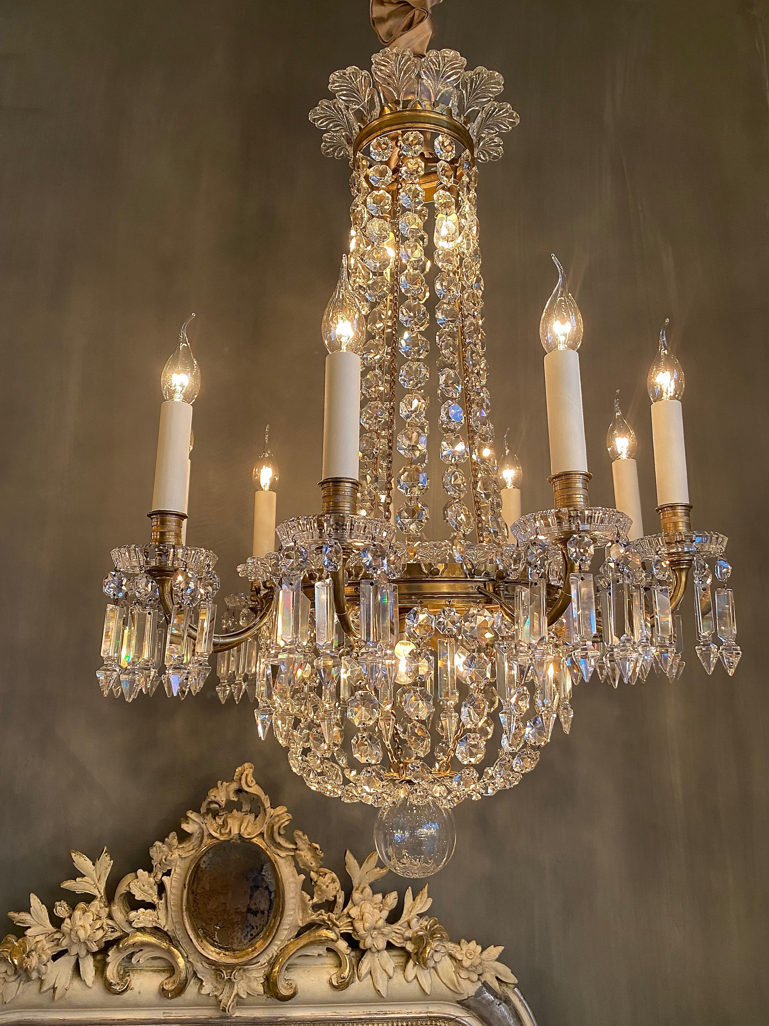 French gilt bronze Baccarat chandelier  For Sale 8