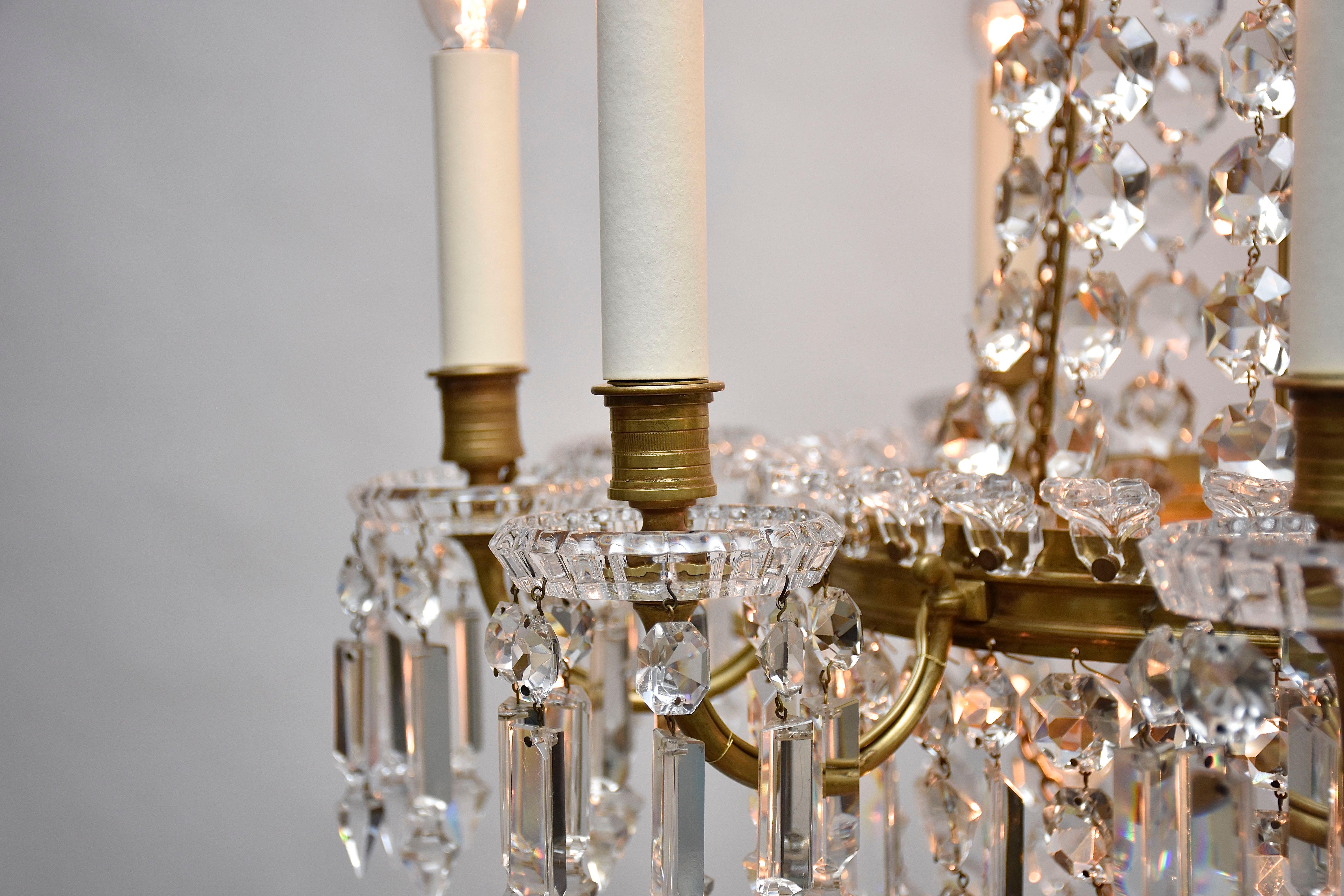 Belle Époque French gilt bronze Baccarat chandelier  For Sale