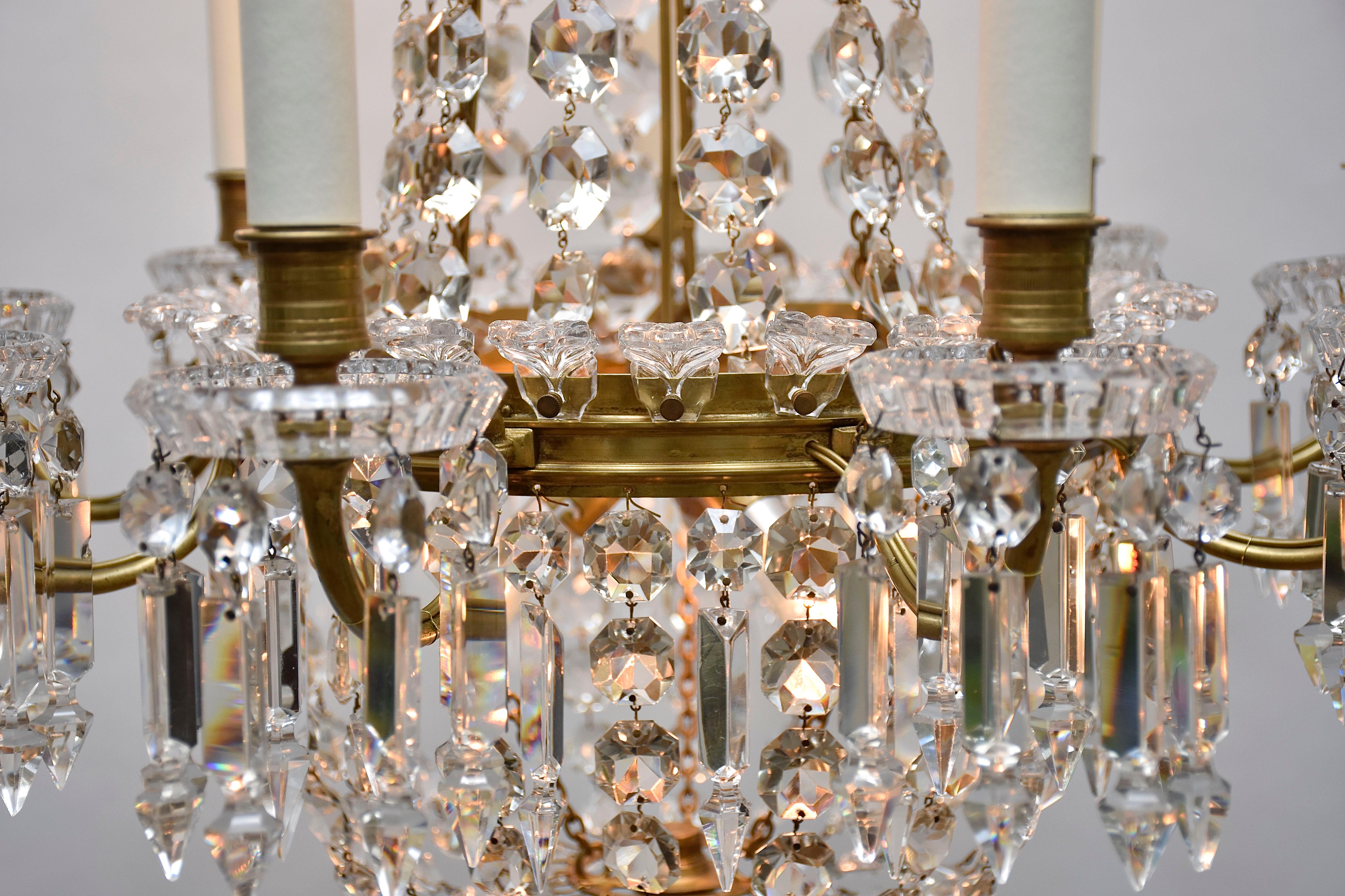 Gilt French gilt bronze Baccarat chandelier  For Sale