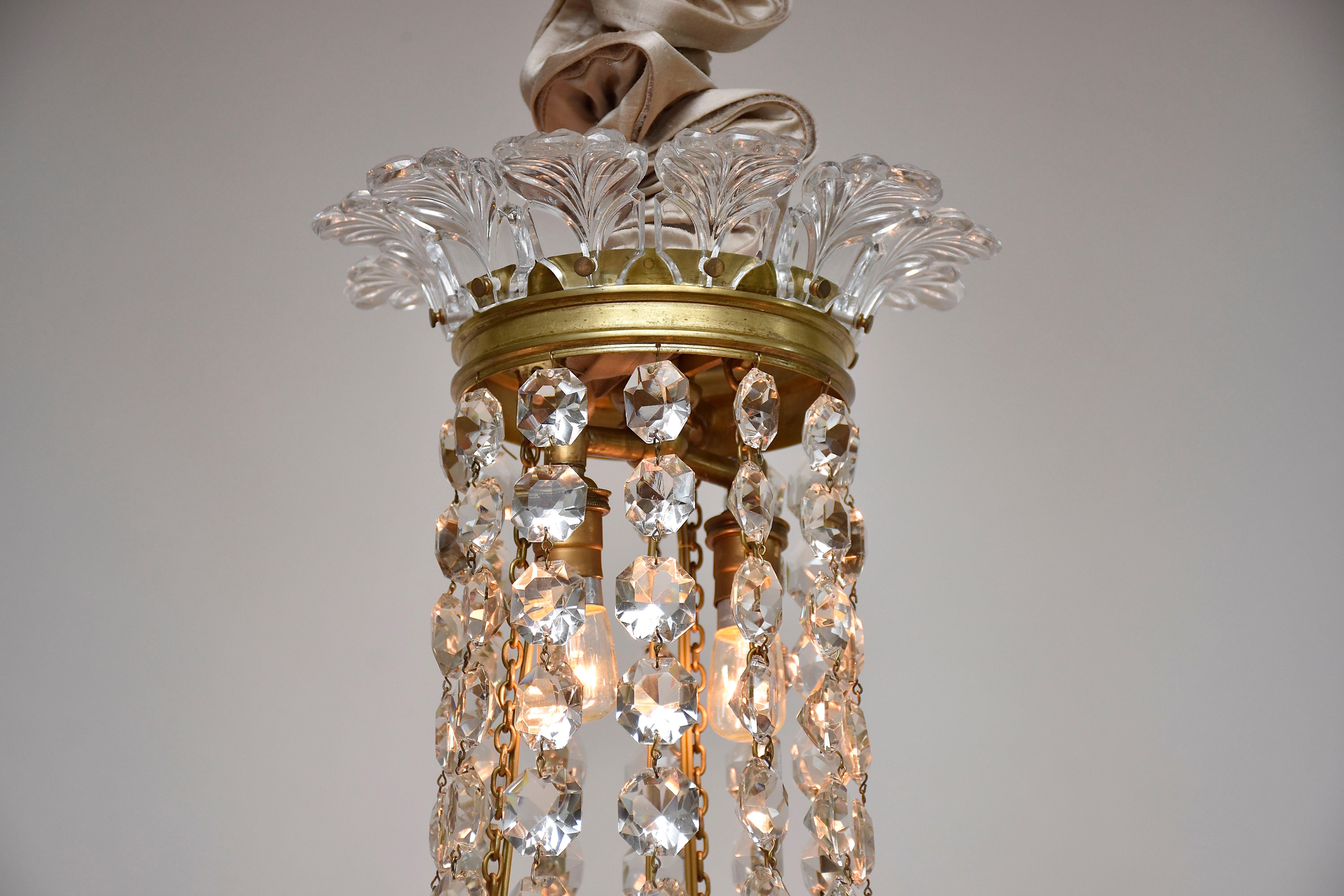 20th Century French gilt bronze Baccarat chandelier  For Sale