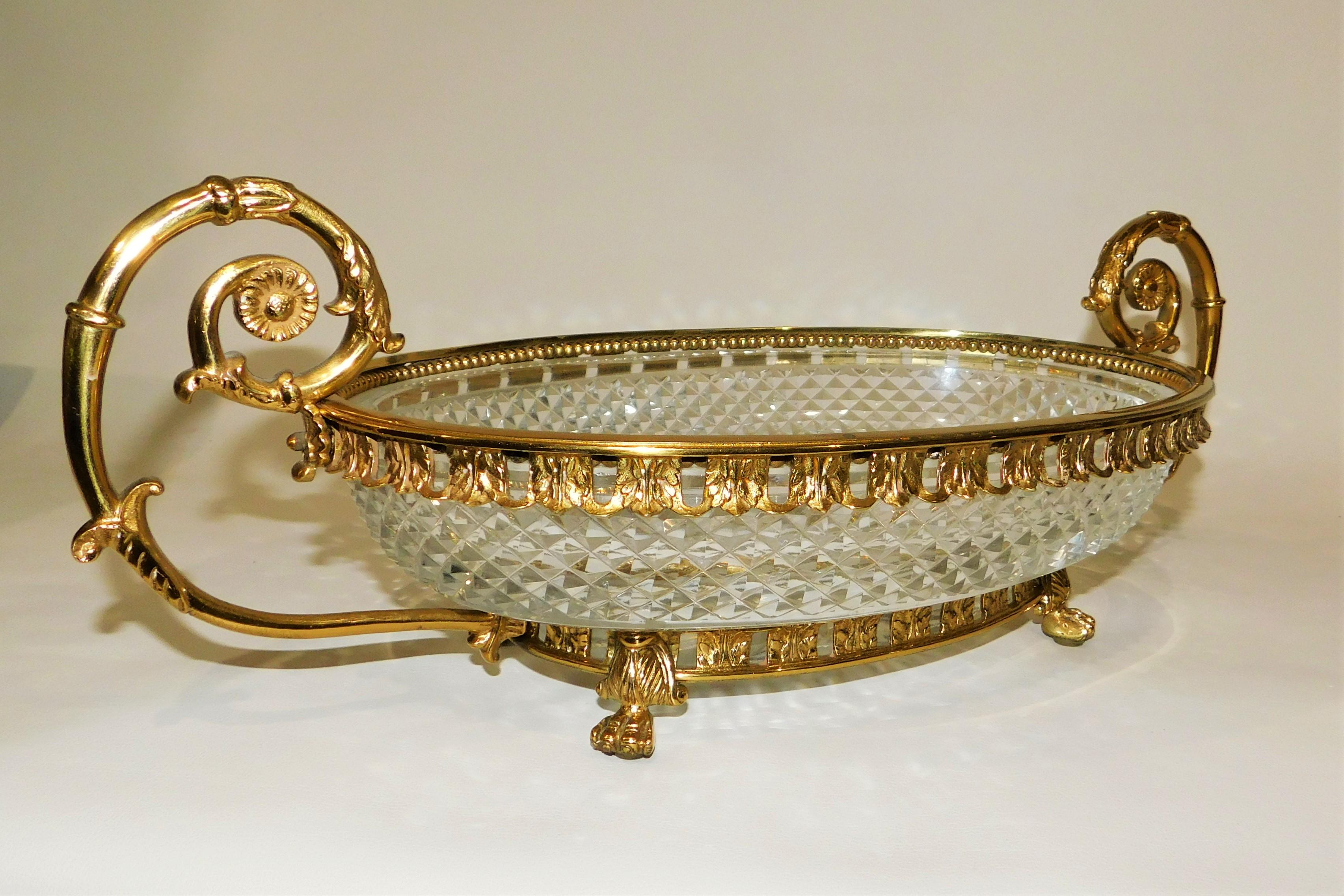 French Gilt Bronze Baccarat Cut Crystal Glass Centrepiece Bowl, circa 1890 5