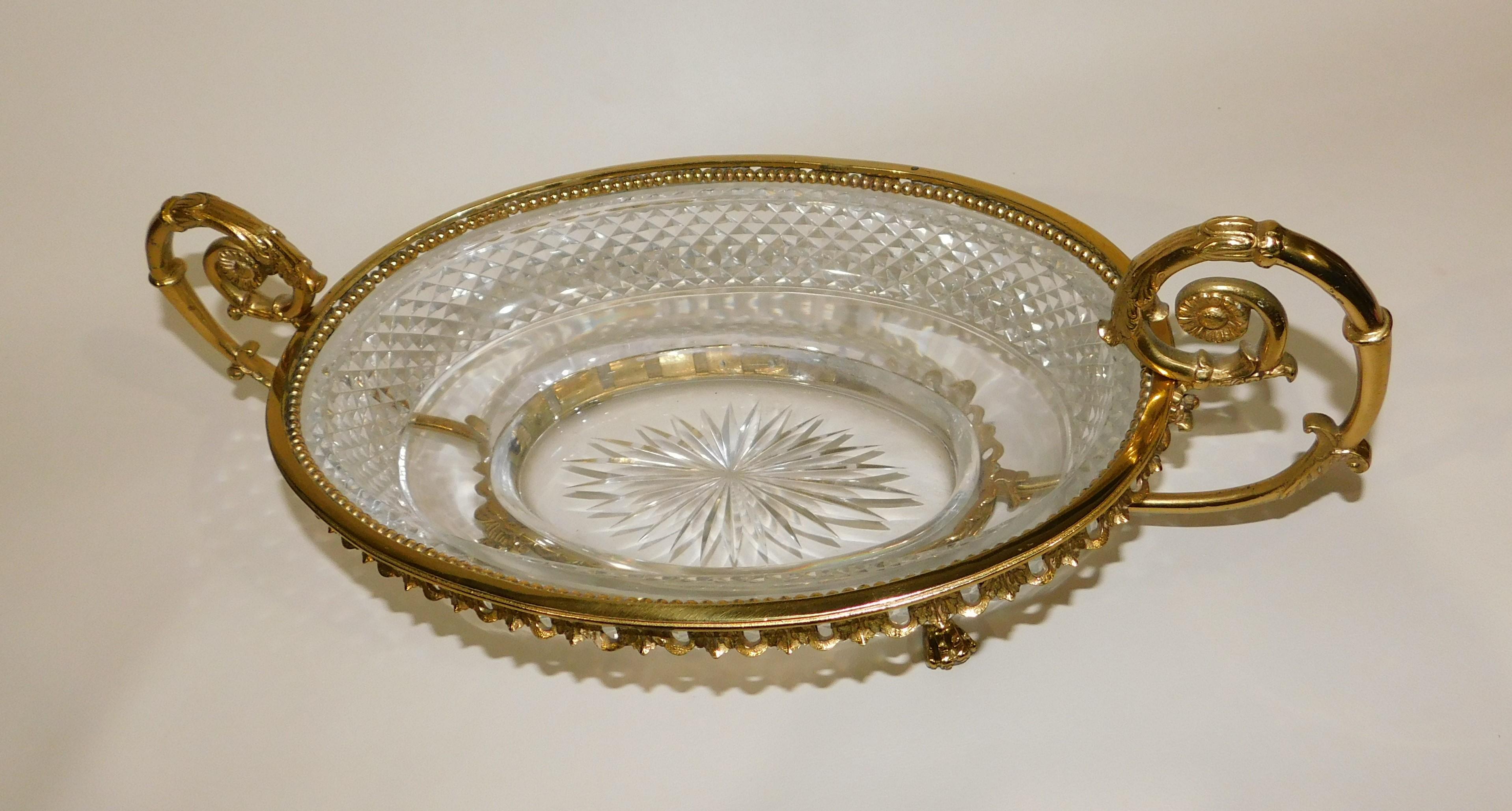 Cut Glass French Gilt Bronze Baccarat Cut Crystal Glass Centrepiece Bowl, circa 1890