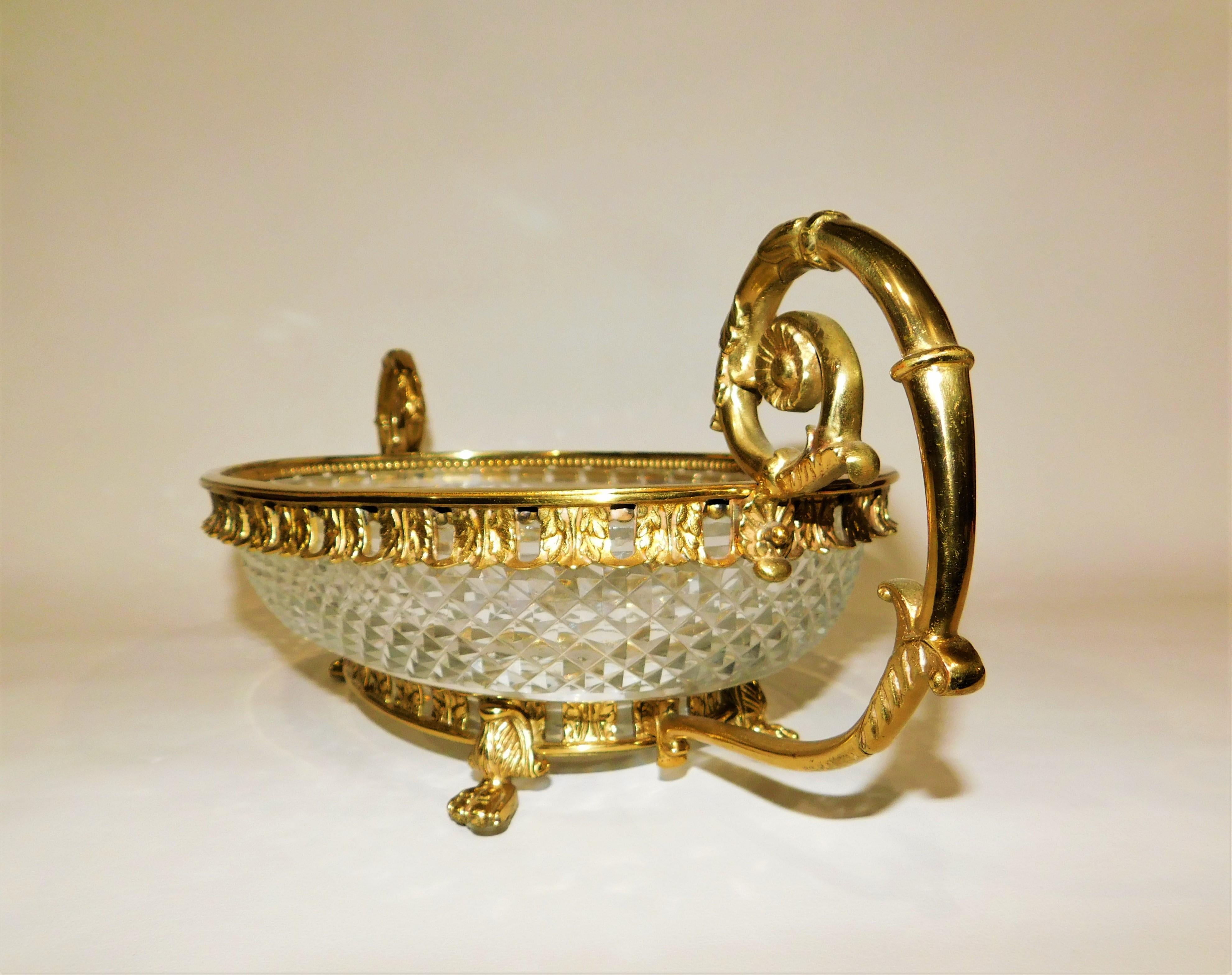 French Gilt Bronze Baccarat Cut Crystal Glass Centrepiece Bowl, circa 1890 3