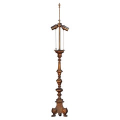 French Gilt Bronze Baroque Style Candlestick Lamp