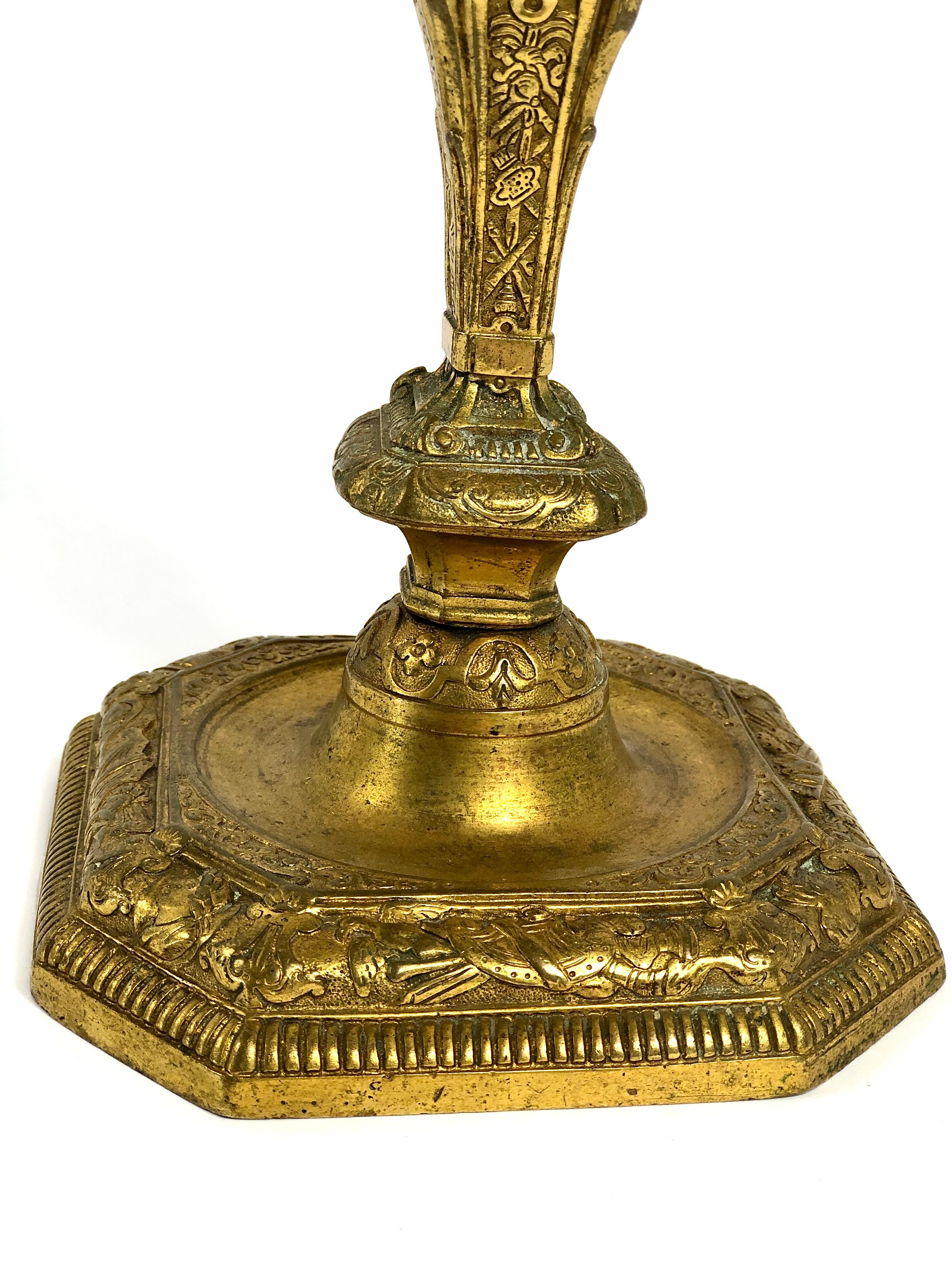 19th Century French Louis XIV Syle Gilt Bronze Candelabra For Sale 3