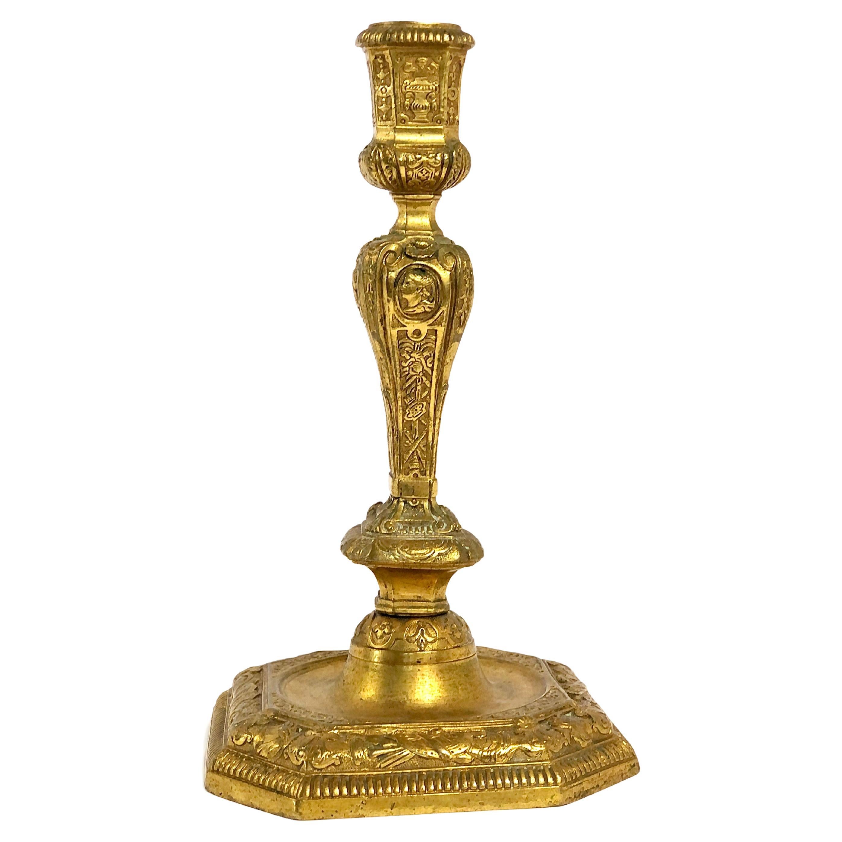 19th Century French Louis XIV Syle Gilt Bronze Candelabra