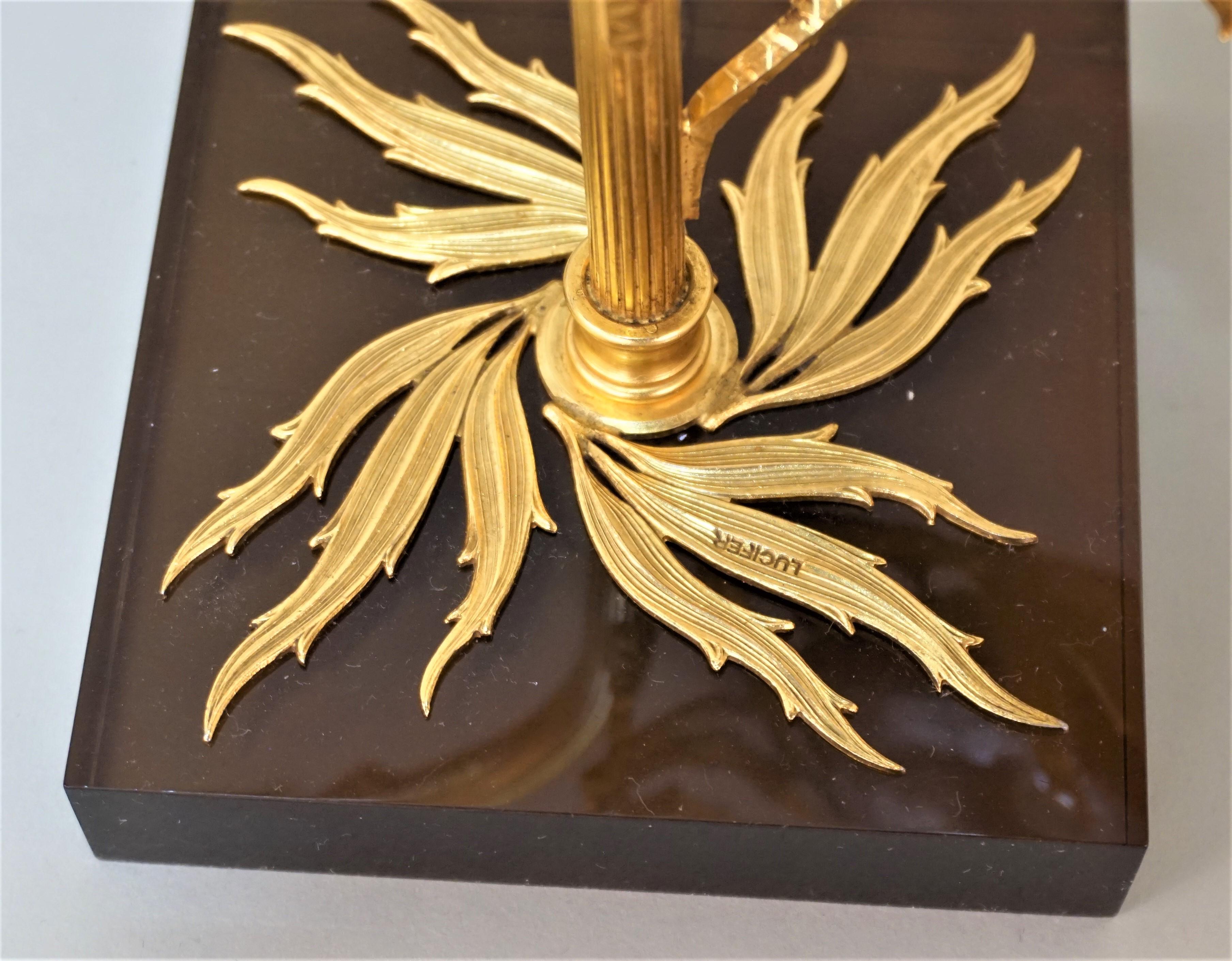 Doré Lampe française en bronze doré et céleste « cristal » attribuée à W. Daro, France en vente